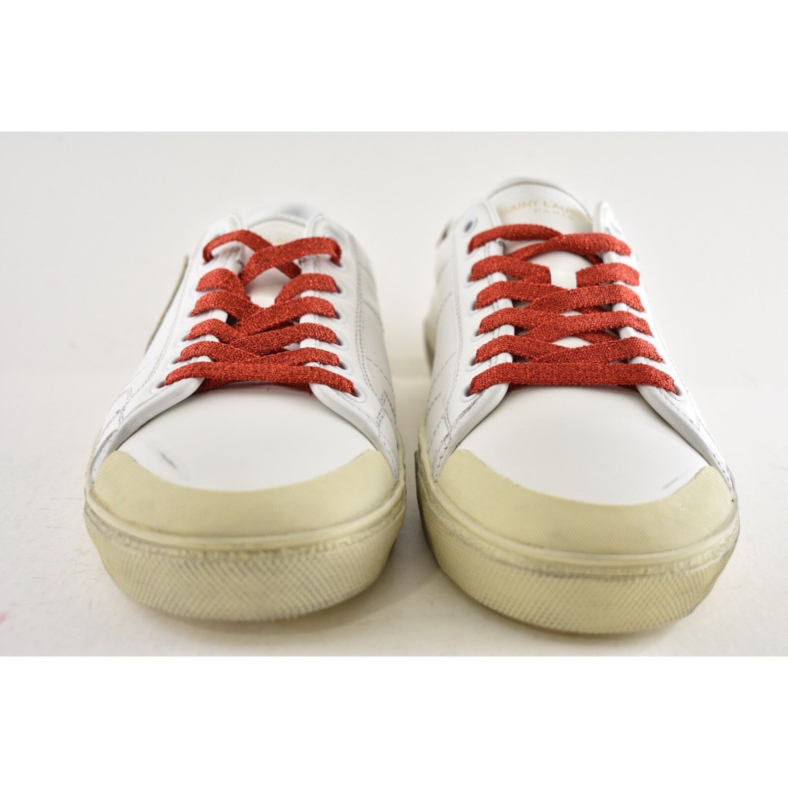 Yves Saint Laurent Saint Laurent Mens SL 37 Court Diamond White Flat Low Top Size US 11 / EU 44 - 6 Thumbnail