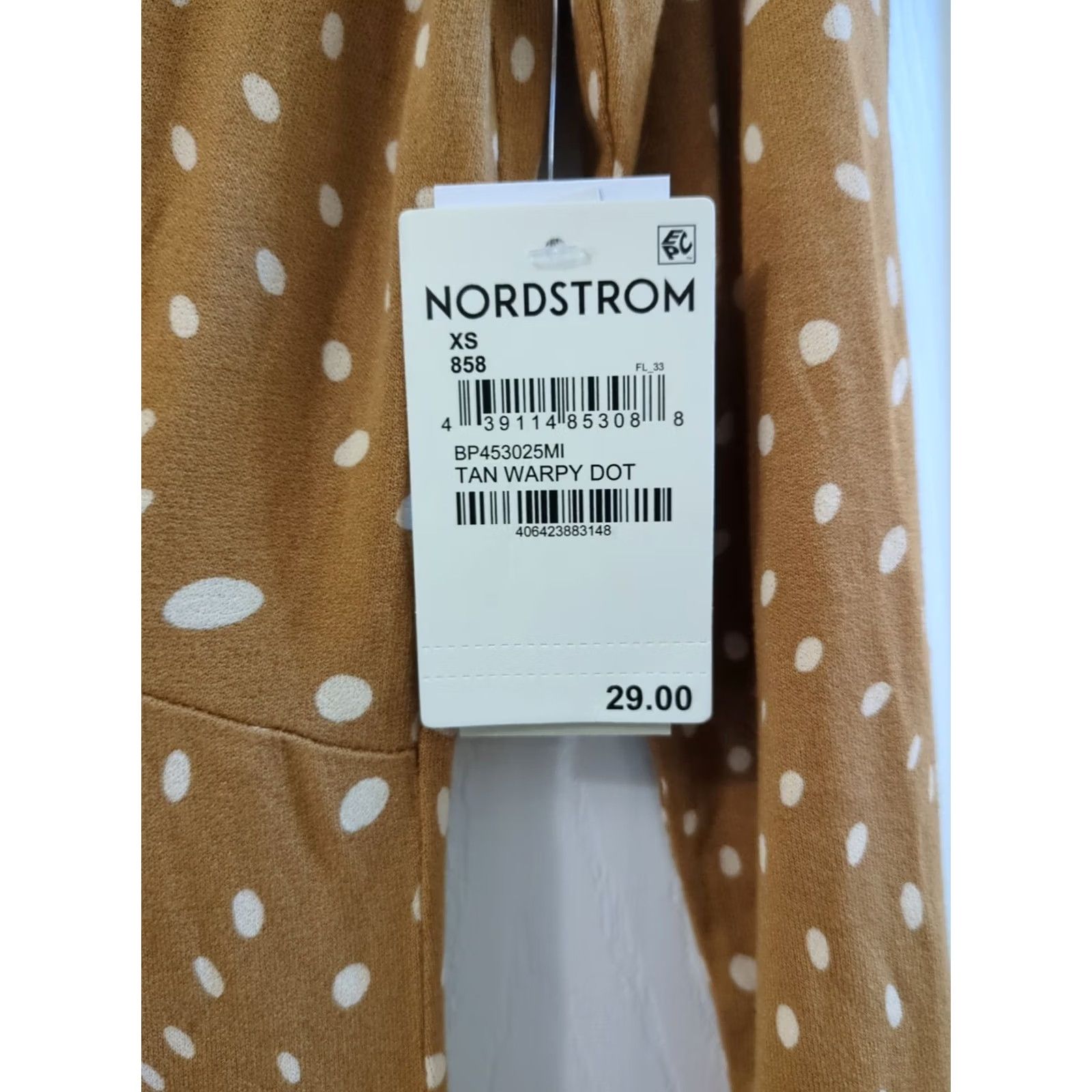 Vintage BP Dress NWT Women's XS Tan Warpy Dot Knew Length Dress Size XS / US 0-2 / IT 36-38 - 3 Thumbnail