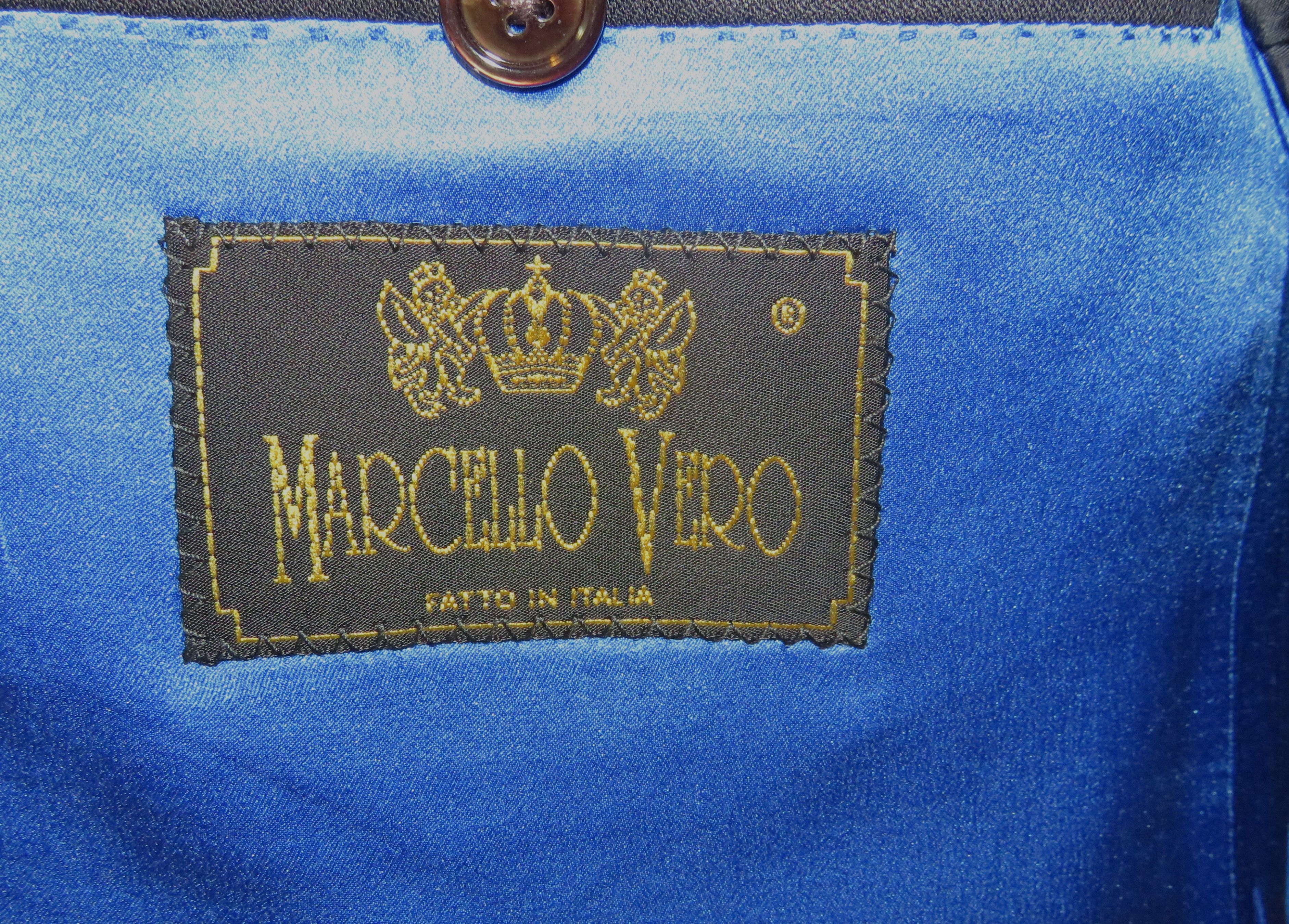 Other Marcello Vero Navy Striped Silk Blend Two Button Suit 43R Size 40R - 17 Thumbnail