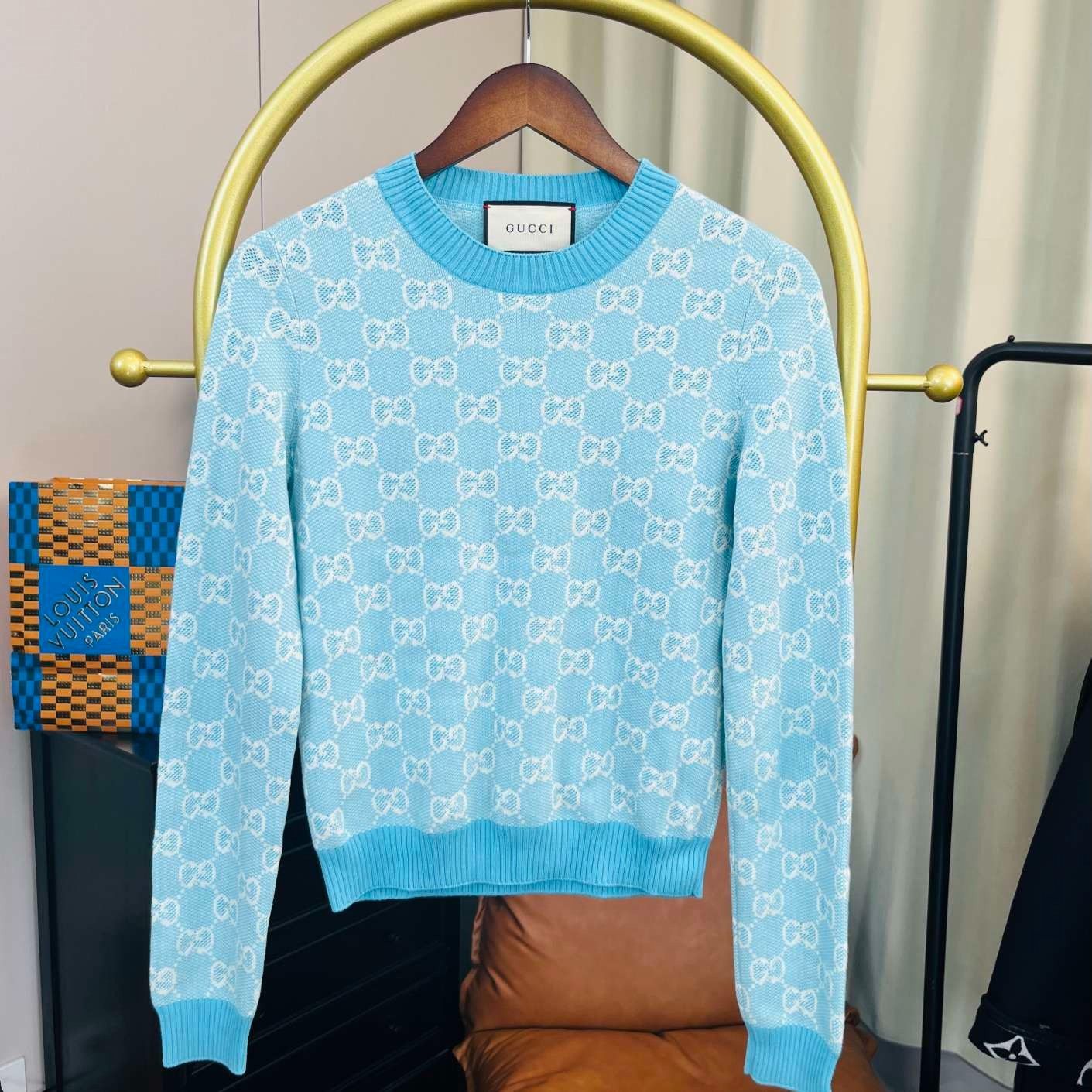 Gucci Gucci Blue full-print knitted sweater 2501-Nextarrow Size US M / EU 48-50 / 2 - 1 Thumbnail