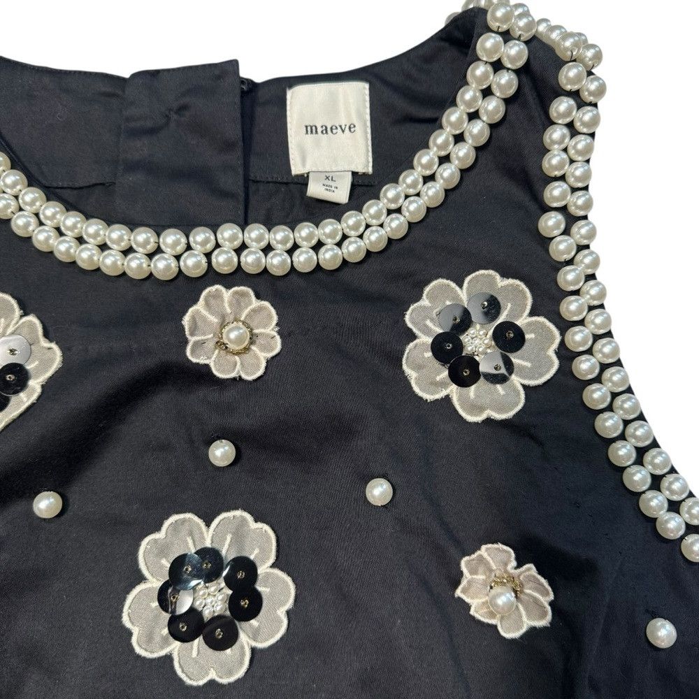 Anthropologie NWT New $158 Maeve 3D Flower Pearl Black Top Size XL Size XL / US 12-14 / IT 48-50 - 9 Thumbnail