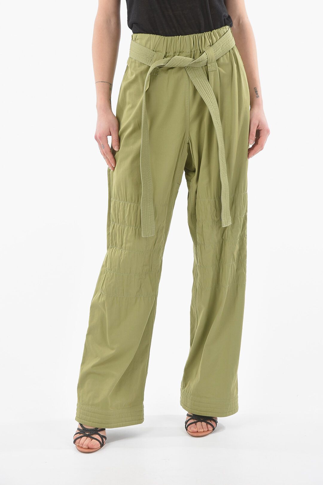 Stella McCartney og1mm0824 High Waist Belted Pant in Military Green Size 27" / US 4 / IT 40 - 1 Thumbnail