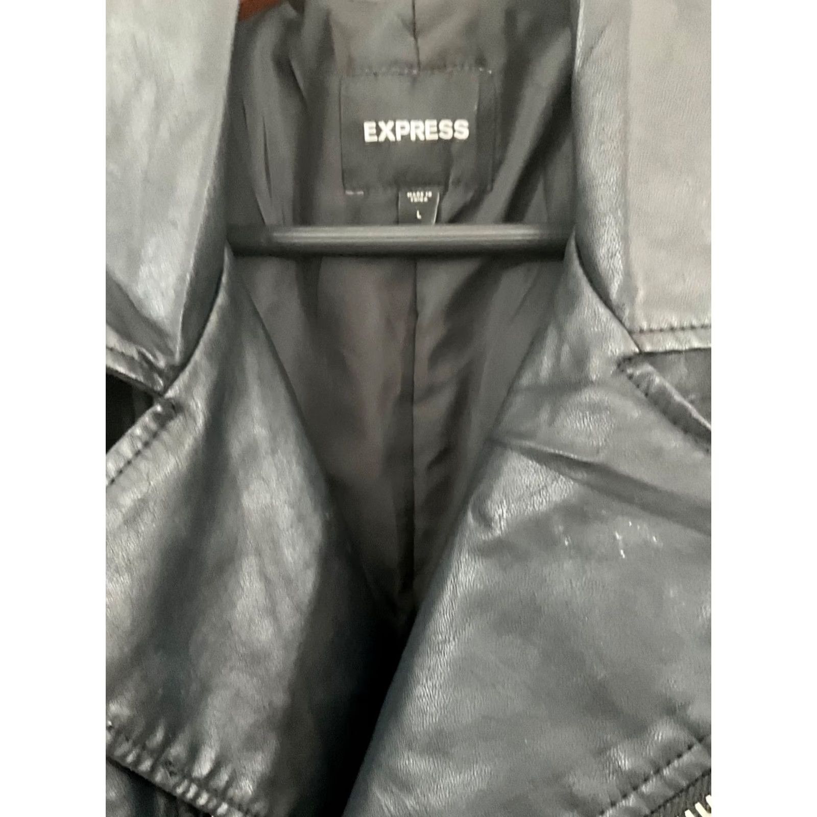 Express Express Women's Jacket Black Faux Leather Zip Front Lined Biker Style Small/Medium? L Size L / US 10 / IT 46 - 5 Thumbnail