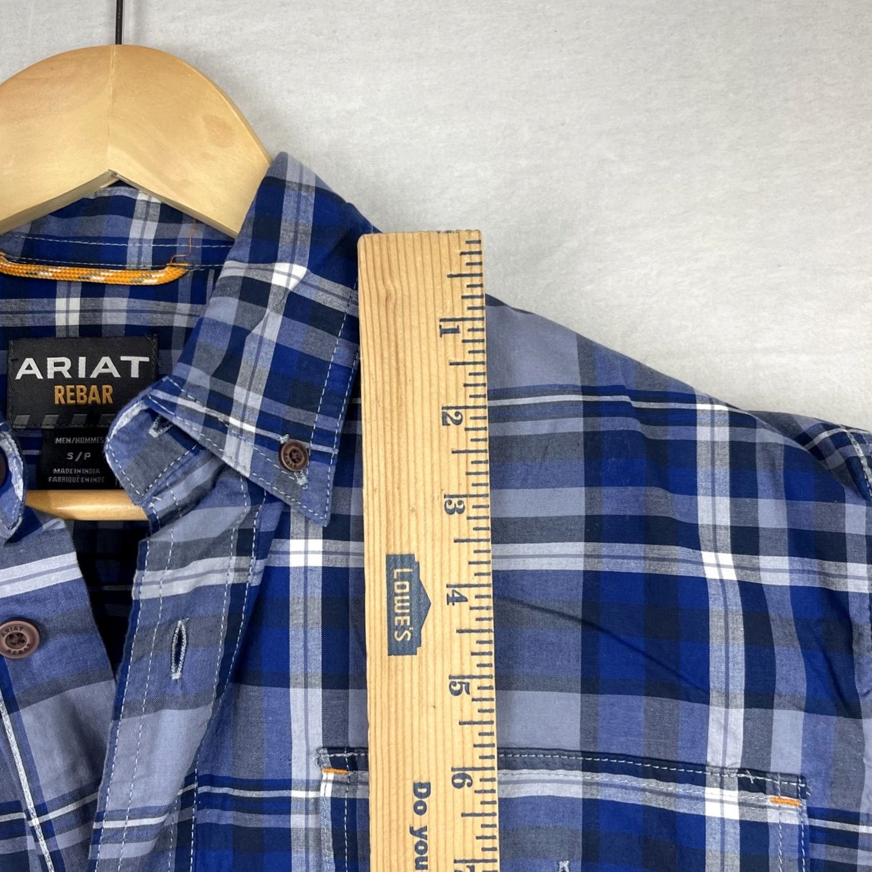 Ariat Ariat Rebar Shirt Mens Small Blue Plaid Durastretch Button Down Work Wear Pocket Size US S / EU 44-46 / 1 - 7 Thumbnail