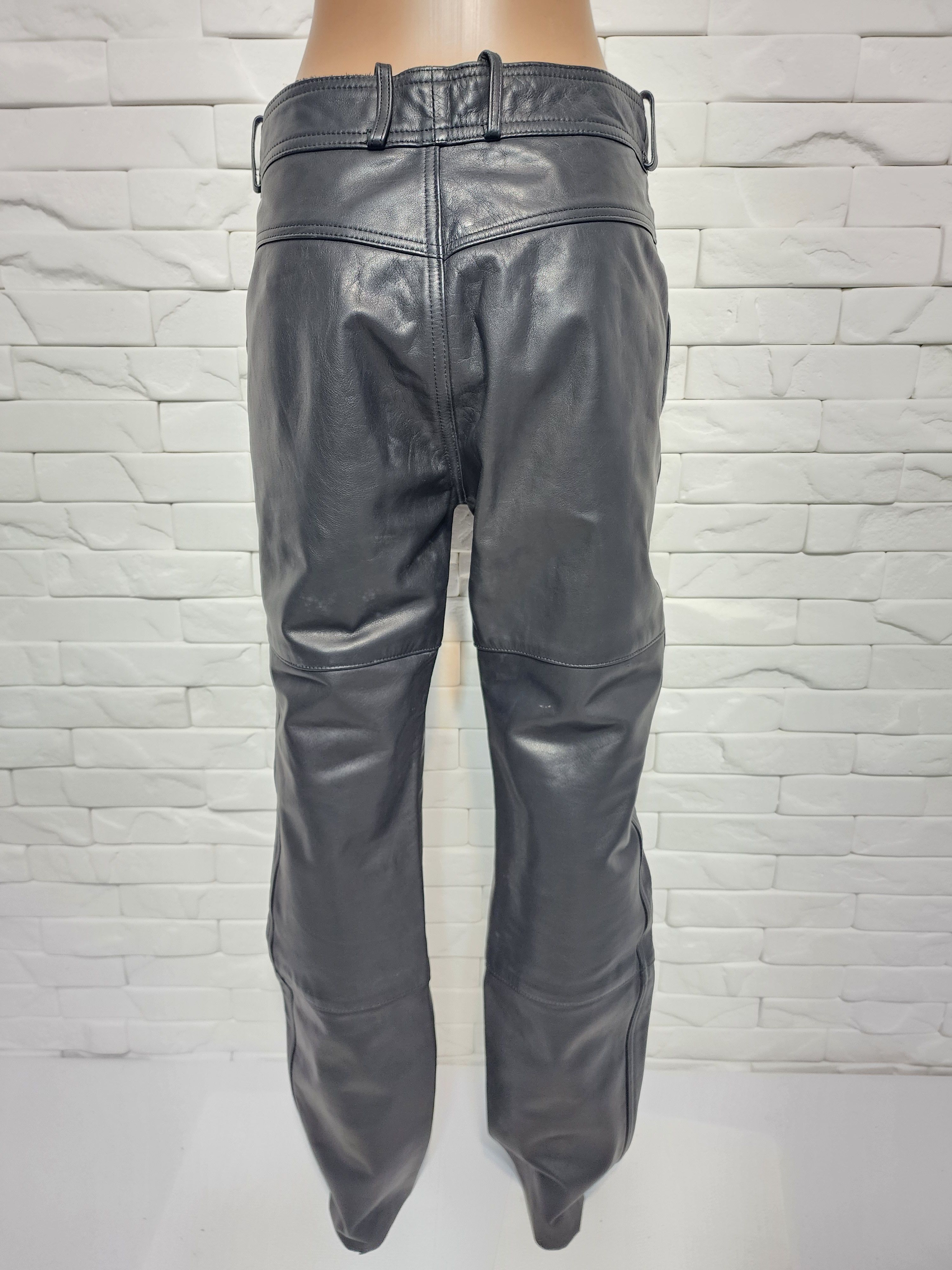 Genuine Leather Men's Black Leather Biker Pants: Size US 31 - 5 Thumbnail