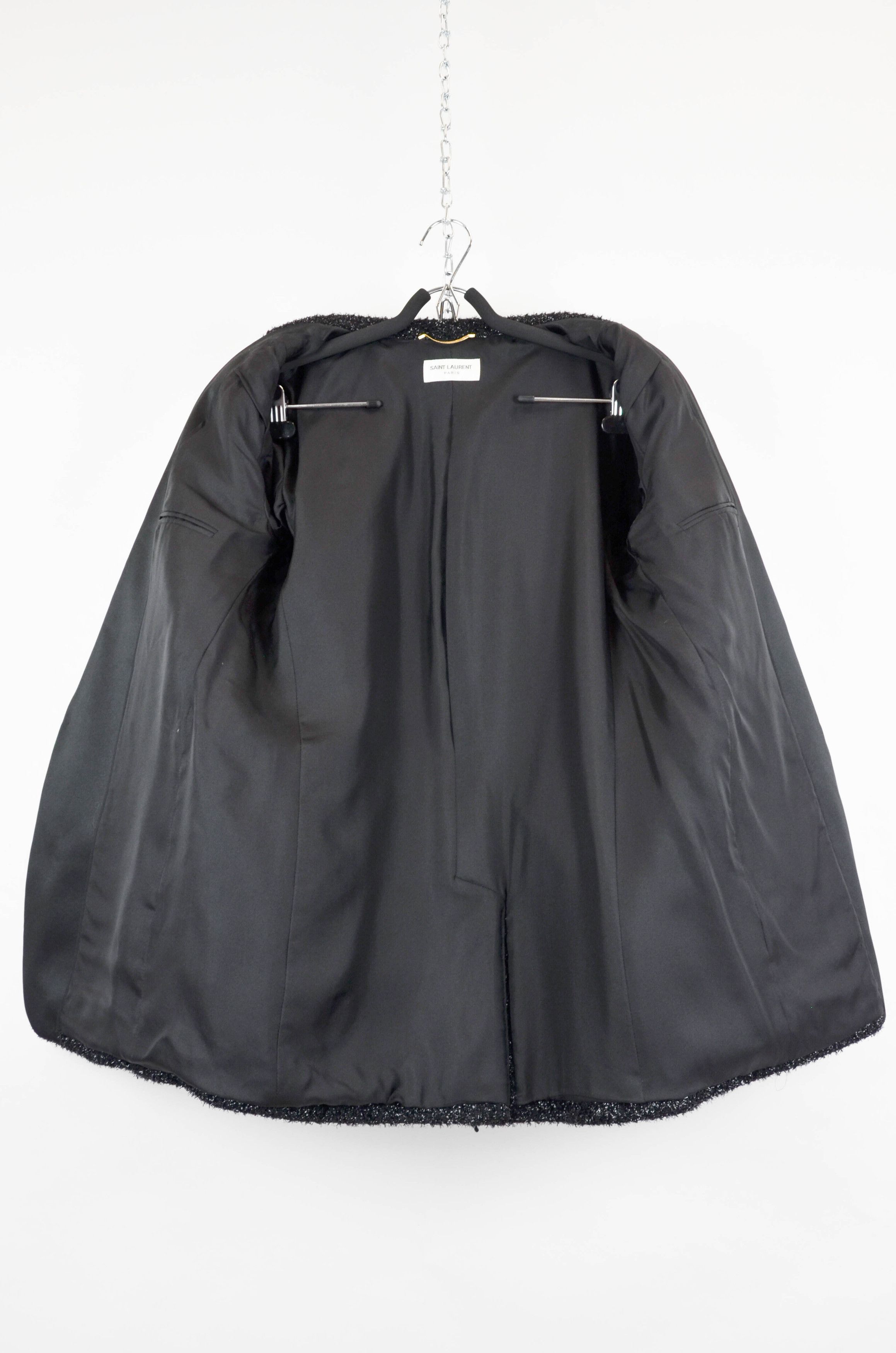 Saint Laurent Paris Saint Laurent Paris Black Sparkle Tuxedo Blazer – Size 46 Size 46R - 3 Thumbnail