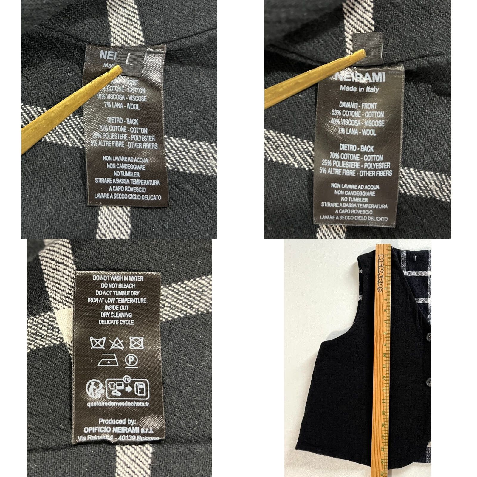 Vintage Neirami Women’s Vest Shirt Black and White Button Front Made in Italy Sz L Vintage City Designer Size L / US 10 / IT 46 - 8 Thumbnail