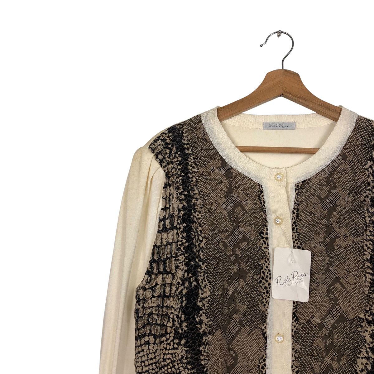 Japanese Brand 📌Vintage Cardigan Button Rote Roza Snake Skin Design Size US M / EU 48-50 / 2 - 8 Thumbnail