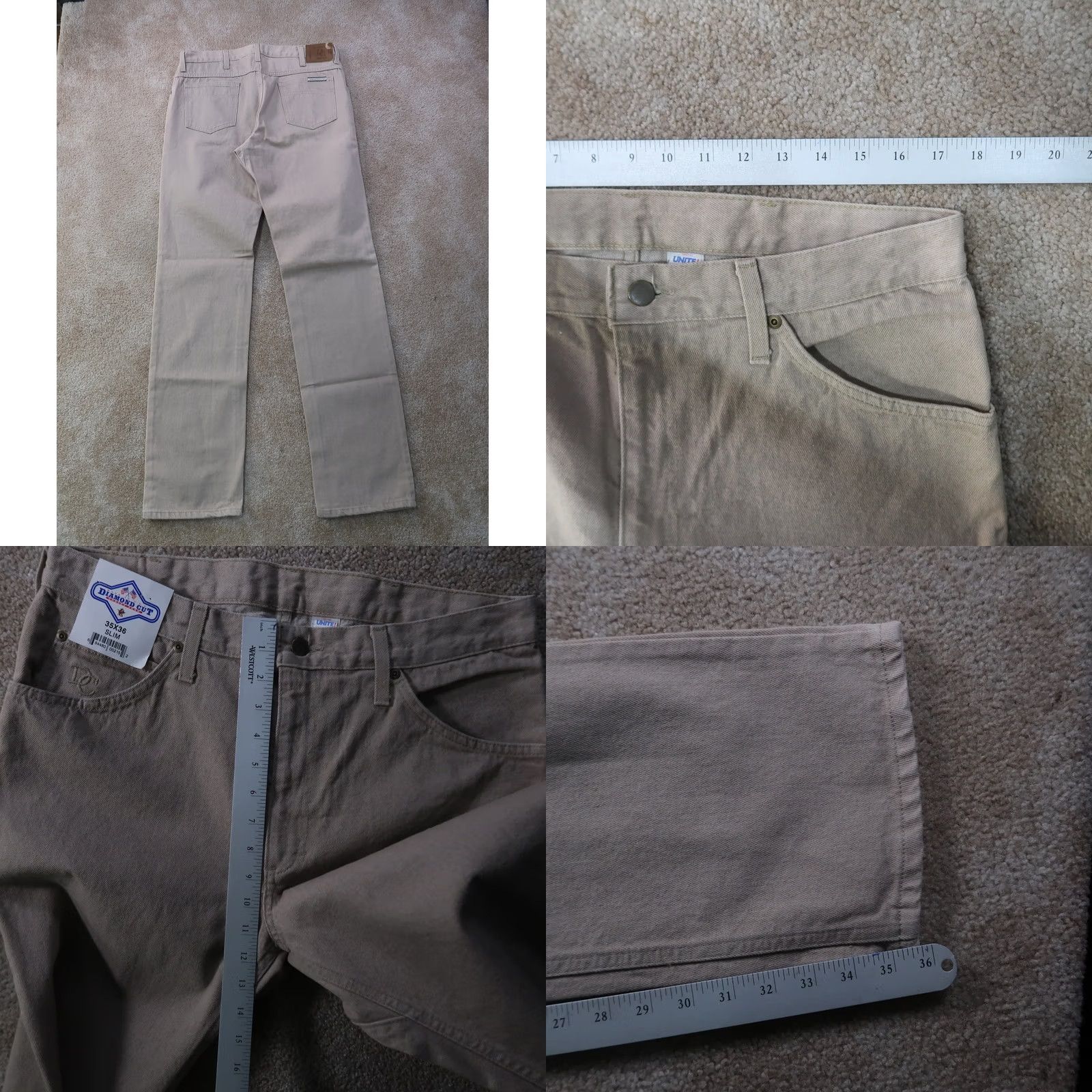 Vintage VINTAGE Diamond Cut Jeans Slim 35x36 Men US Tan Cowboy 5-Pocket Denim Slim Fit Diamond Cut Jeans Mens Regular Large NOT NEW Size US 35 - 8 Thumbnail