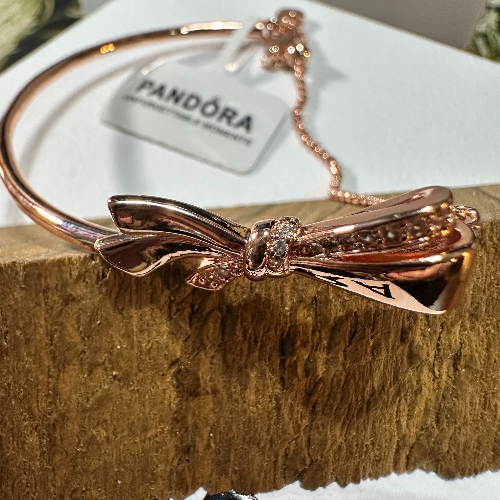 pandora Authentic Pandora Rose Gold Brilliant Bow Bracelet Bangle, S Size ONE SIZE - 3 Thumbnail