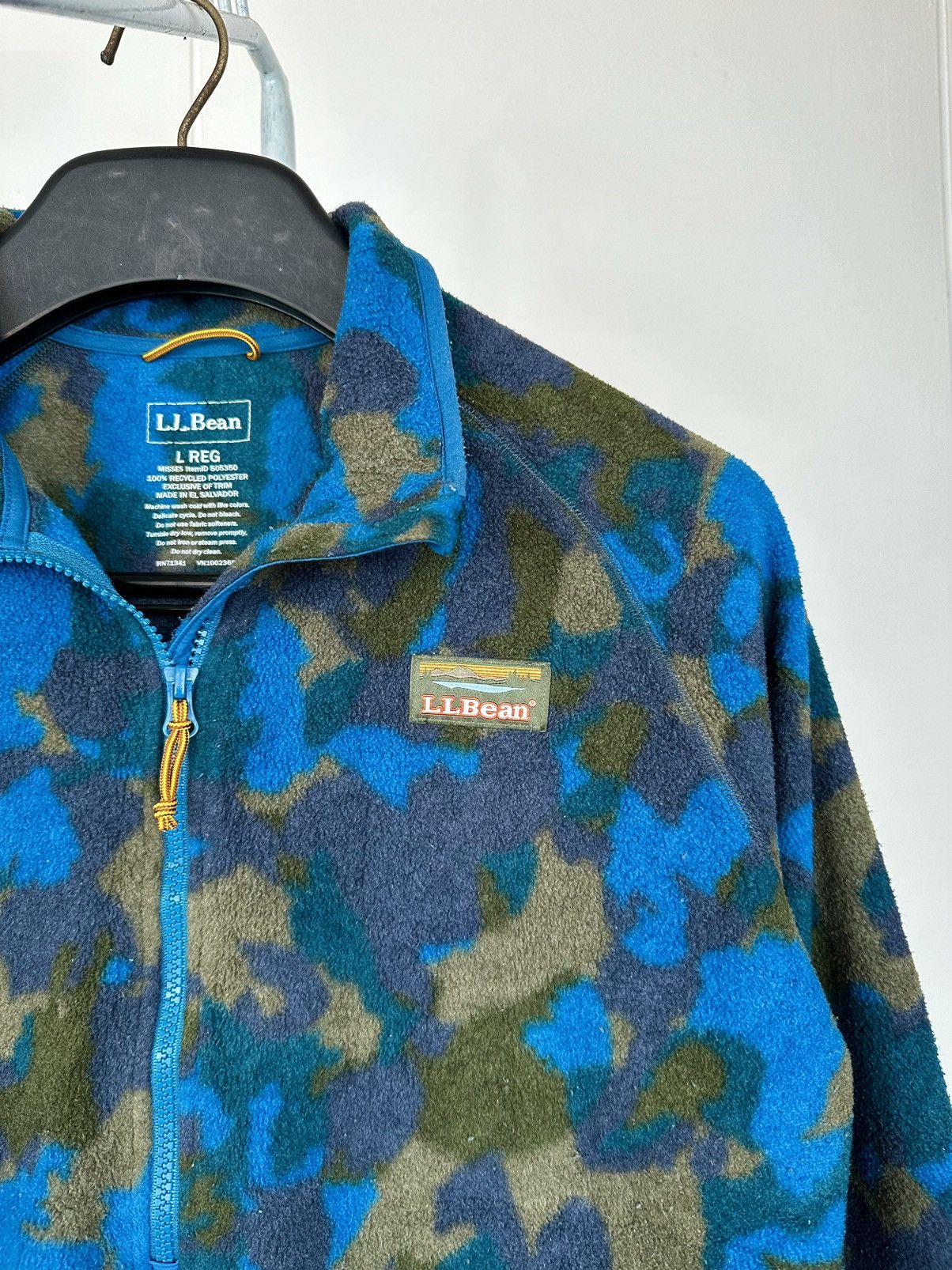 L.L. Bean LL Bean Blue Camo Pullover Fleece Sweater Size L / US 10 / IT 46 - 1 Thumbnail