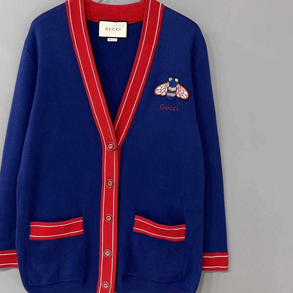 Gucci GUCCI Classic Stripe Navy Blue Cardigan Sweater S Size S / US 4 / IT 40 - 2 Thumbnail