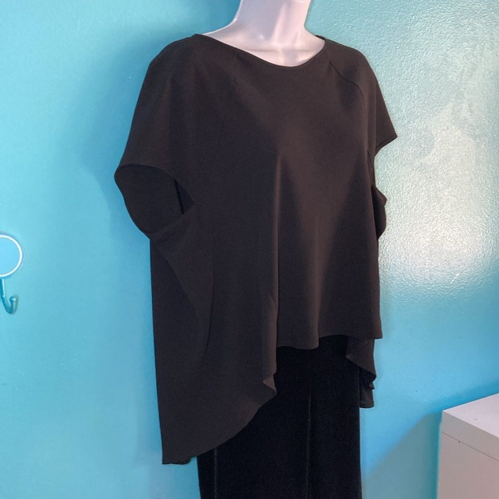 Imperial Imperial Womens Black Poly Blend High Low Pullover Blouse Size M Made in Italy Size M / US 6-8 / IT 42-44 - 4 Thumbnail