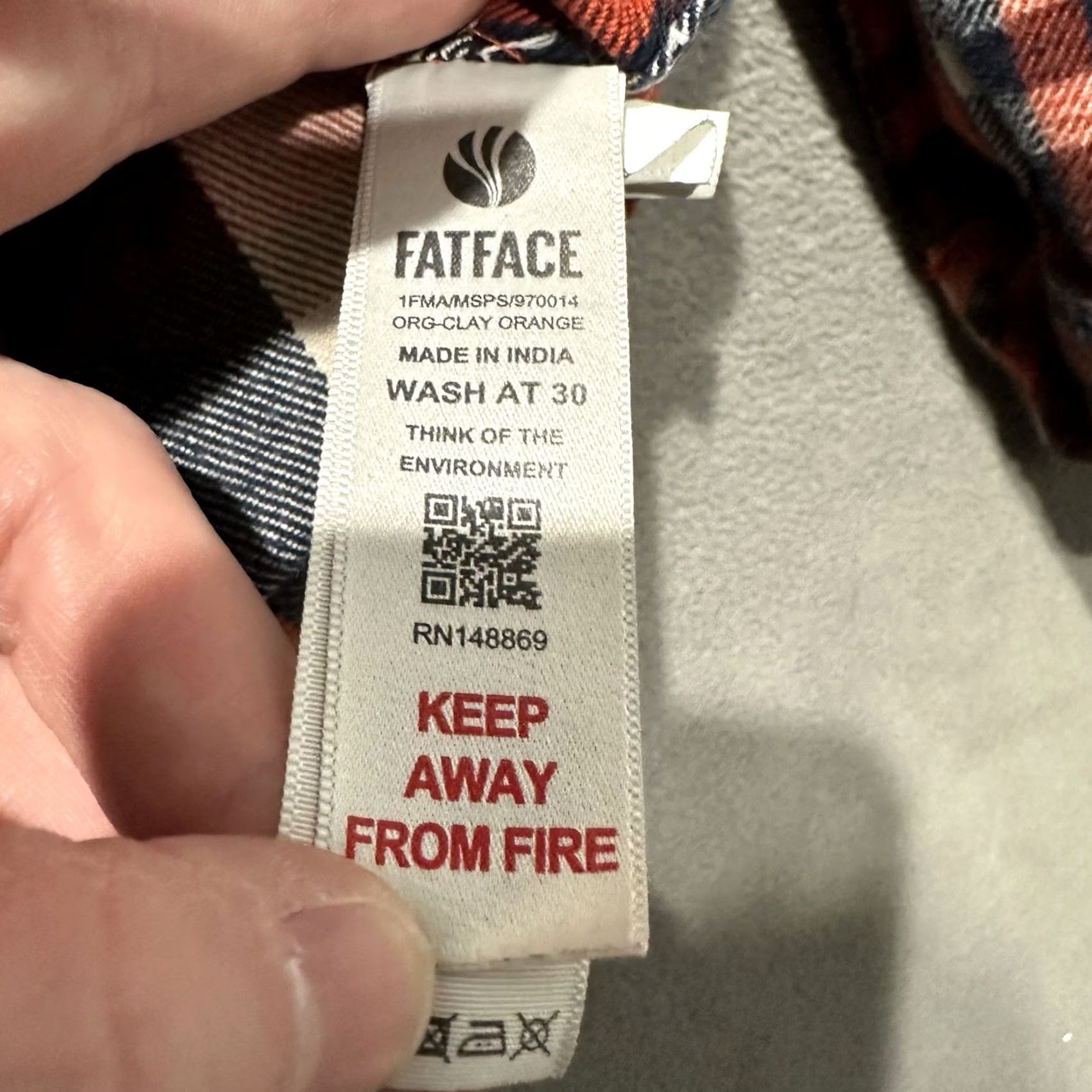 FatFace Fat Face Shirt Mens XL Orange Plaid Flannel Long Sleeve Regular Fit Button Up Size US XL / EU 56 / 4 - 4 Thumbnail
