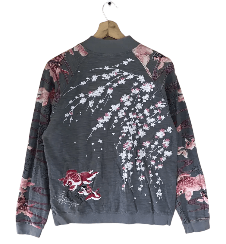 Japanese Brand Vintage Japanese Classic Script Koi Fish Element Sweaters Size US M / EU 48-50 / 2 - 3 Thumbnail