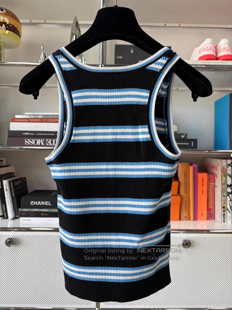 Chanel Chanel 24A black blue and white striped knitted vest Size XXS / US 00 / IT 34 - 4 Thumbnail