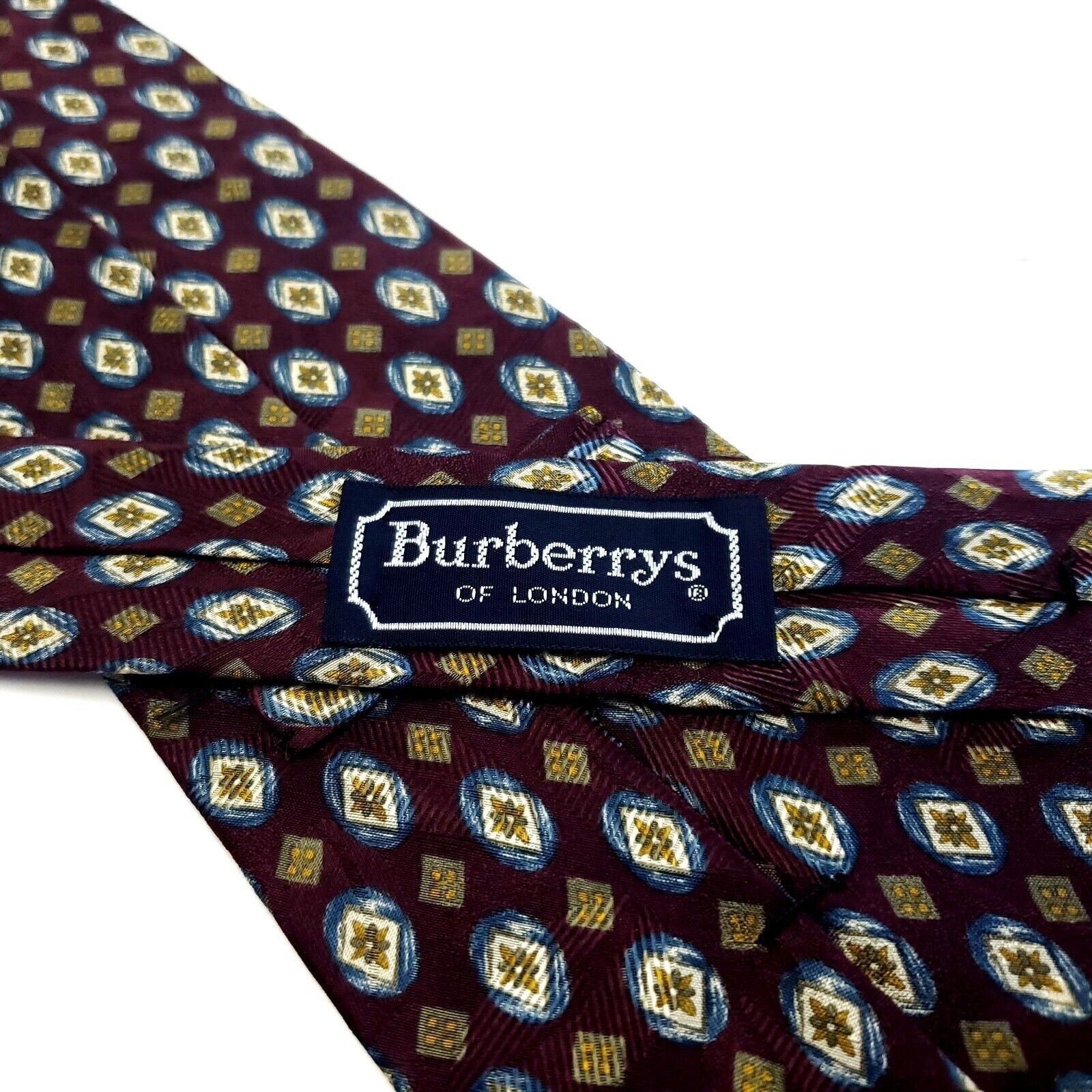 Burberry Burberry London Red Brown Beige Silk Tie Woven Short Geometr Size ONE SIZE - 5 Thumbnail