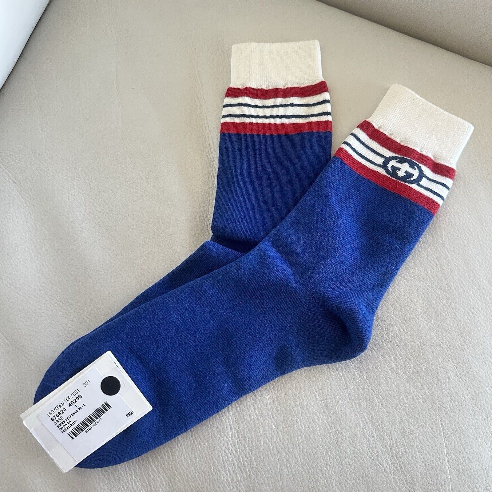 Gucci NWT Gucci Socks FELPONGE 676824 4G293 Interlocking G Stripe Size ONE SIZE - 3 Thumbnail
