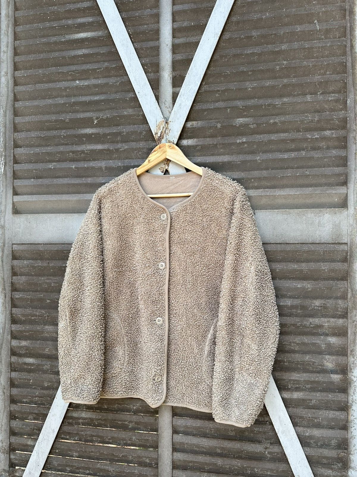 image of Uniqlo Fleece Cardigan Jacket in Brown, Men's (Size Medium)
