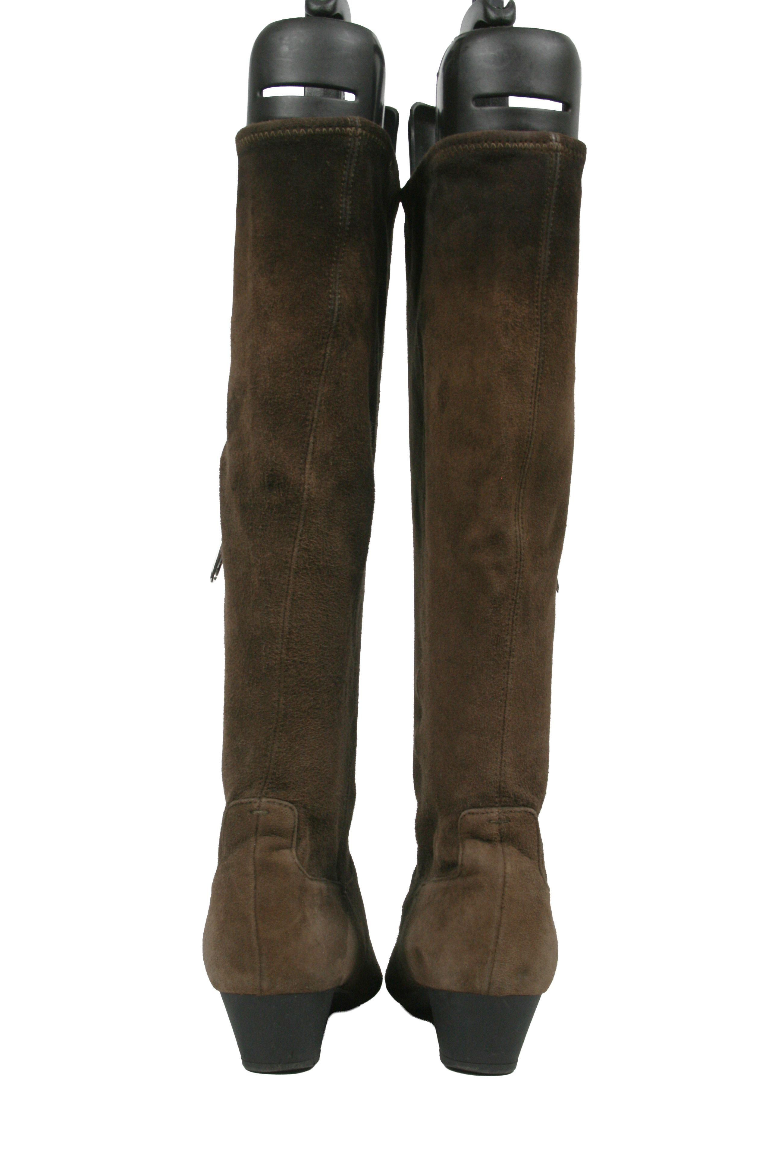 Jil Sander Raf Simons Era Suede Point Toe Knee High Biker Boots Vintage Size US 6 / IT 36 - 10 Thumbnail