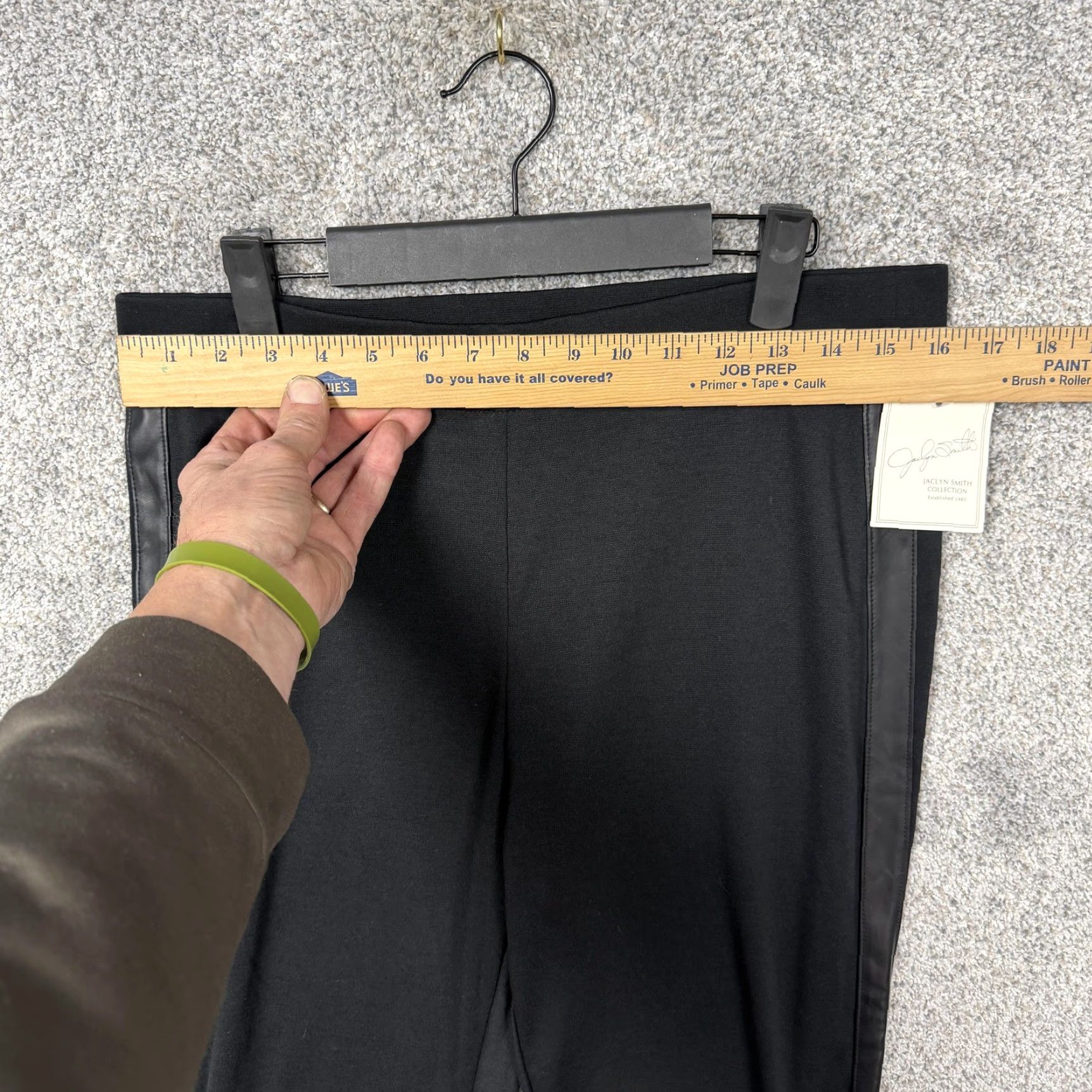 Vintage Jaclyn Smith Leggings Womens L 32x28 Black Faux Leather Stretch Jegging High Rise Pull On Size 36" / US 14 / IT 50 - 2 Thumbnail