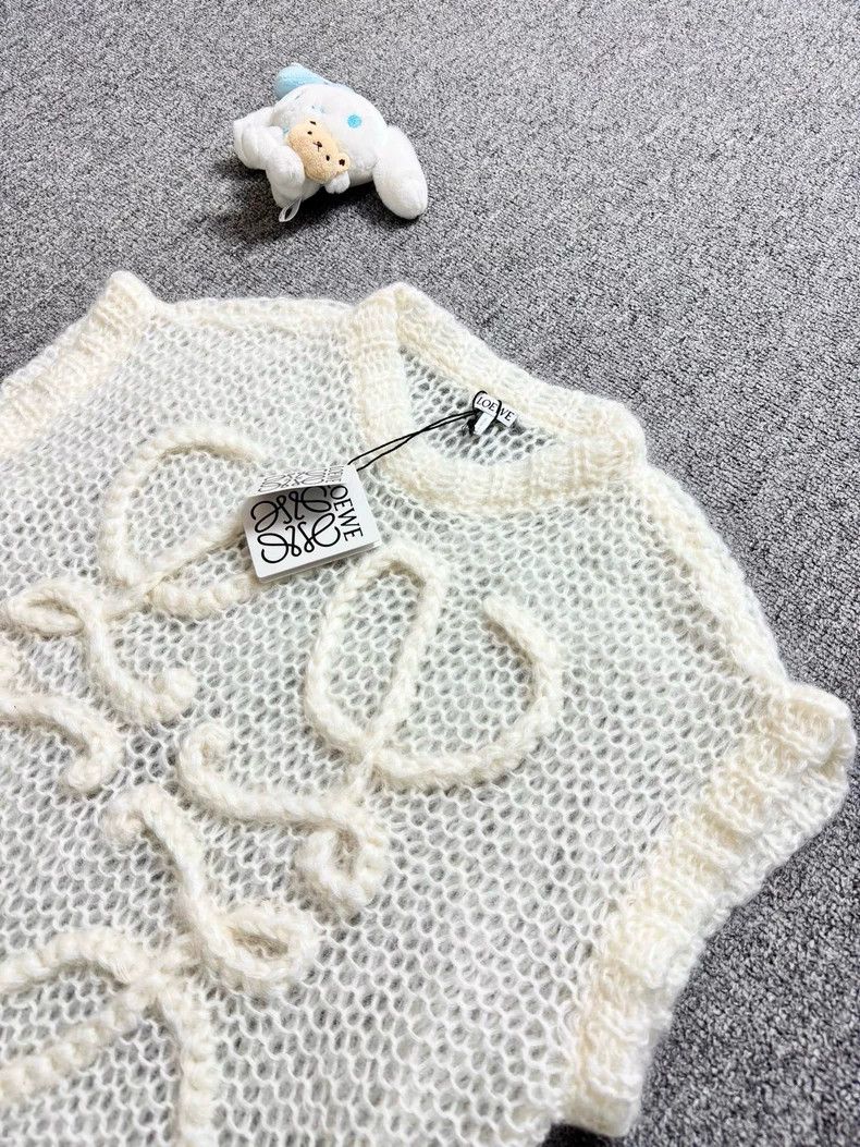 Loewe LOEWE White embroidered logo knit vest Size XS / US 0-2 / IT 36-38 - 3 Thumbnail