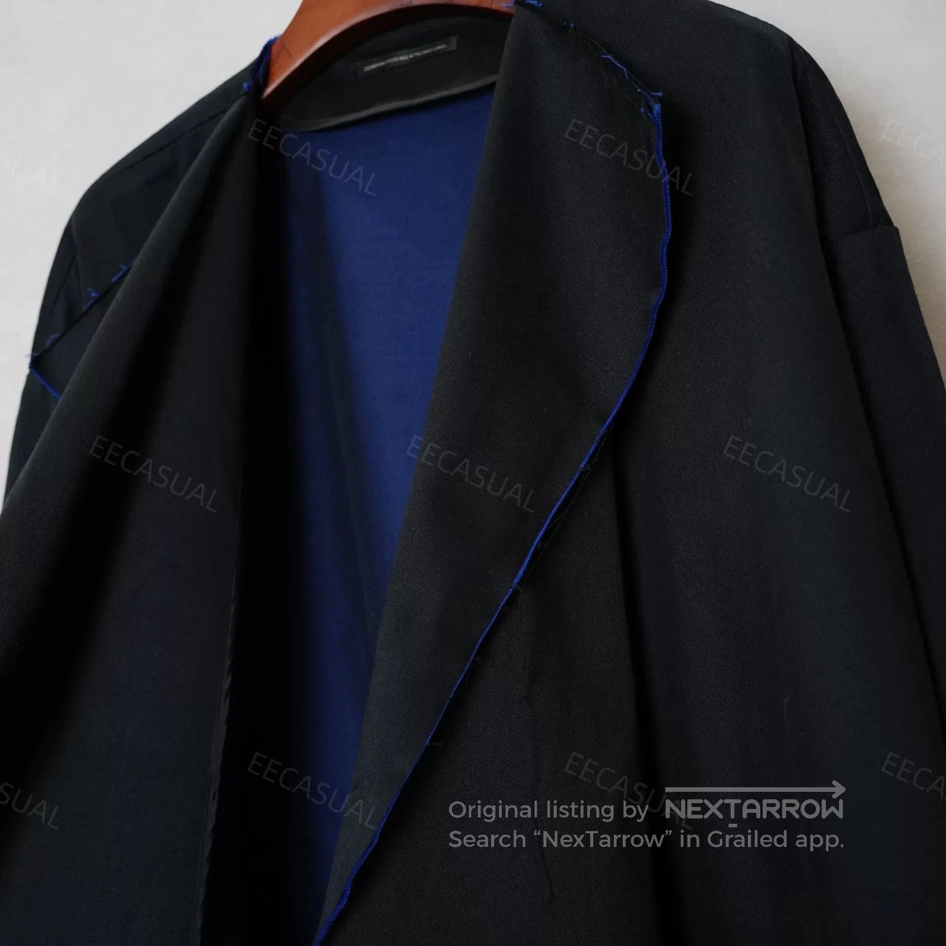 Y's Asymmetric Blue Trimmed Y's Coat. Size M / US 6-8 / IT 42-44 - 8 Thumbnail