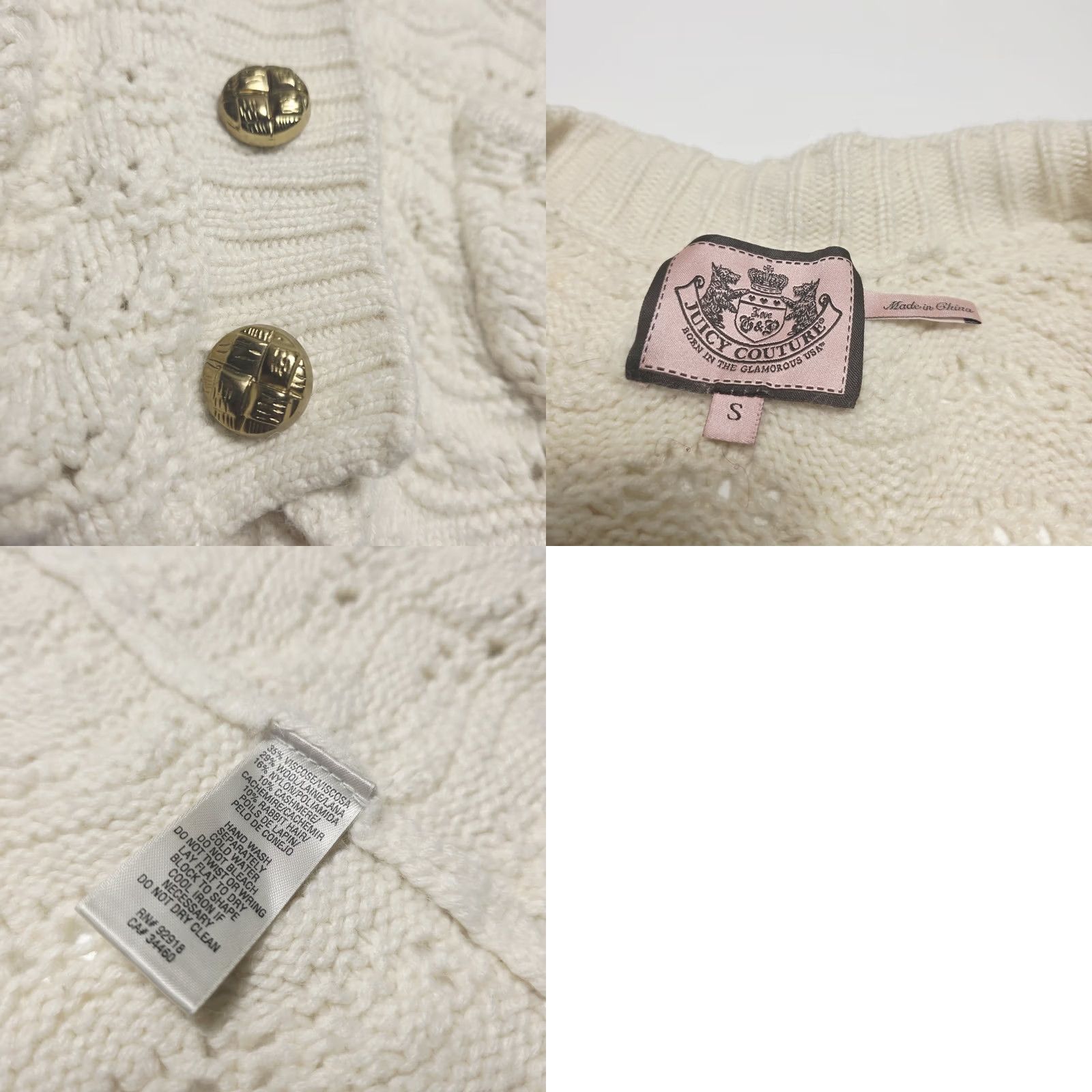 Juicy Couture VINTAGE Juicy Couture Cardigan Sweater Cable Knit Wool Cashmere Blend Small Y2K Womens Size S / US 4 / IT 40 - 8 Thumbnail