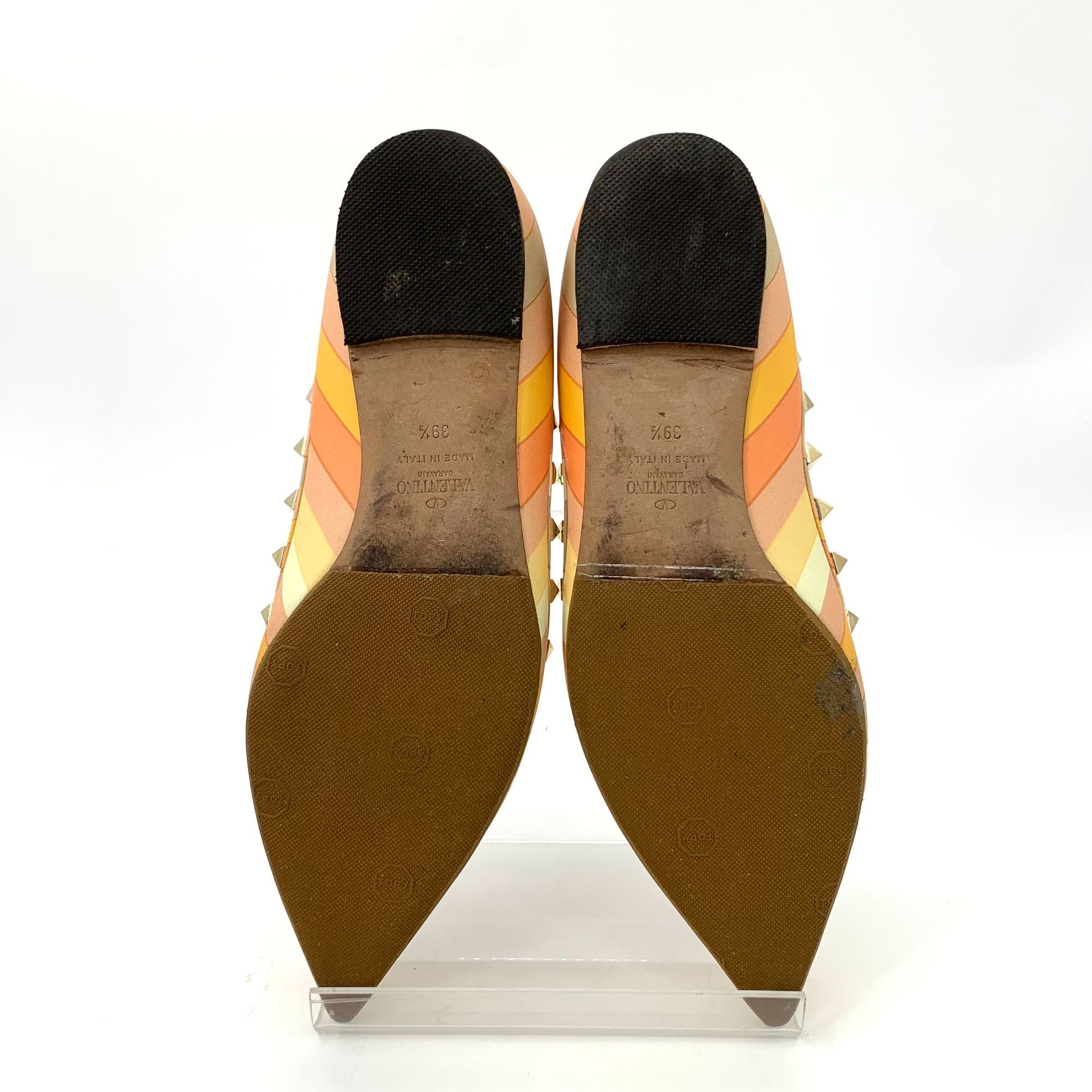 Valentino Valentino Rockstud Striped Leather Pointed-Toe Ballet Flats Size US 6.5 / IT 36.5 - 5 Thumbnail