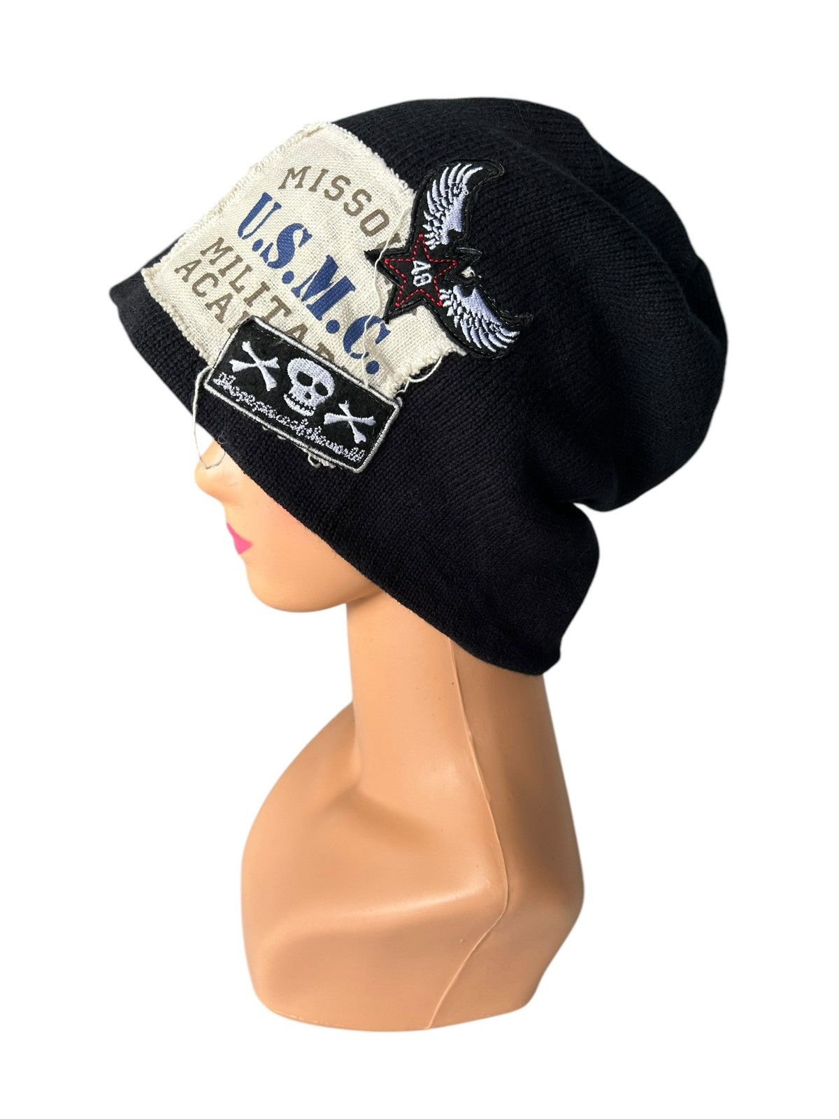 Japanese Brand × Kapital × Vintage U.S.M.C Skull Big Beanie Hats Size ONE SIZE - 3 Thumbnail
