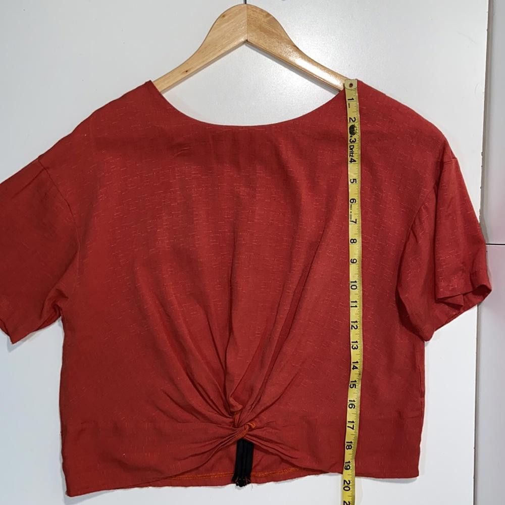 Designer Rust Twist Front Blouse Size Medium Size M / US 6-8 / IT 42-44 - 3 Thumbnail