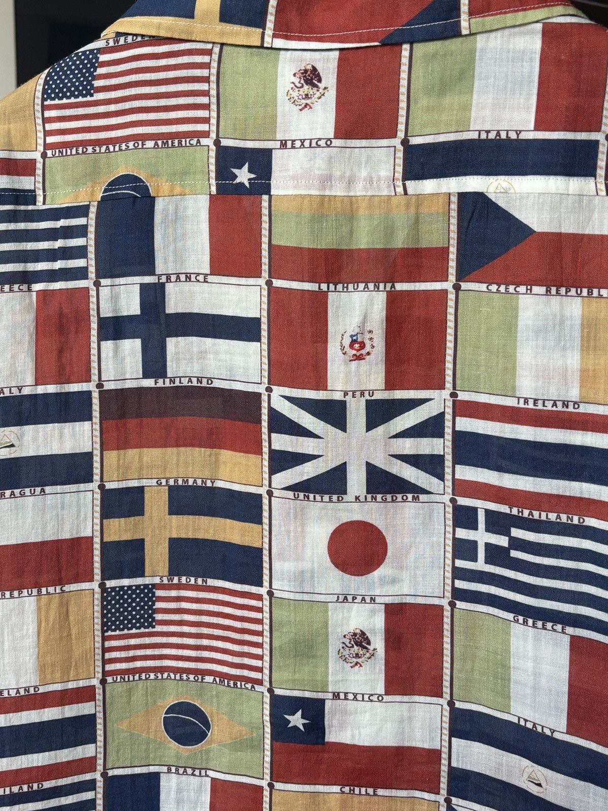 Bode BODE | LINEN FLAG BUTTON UP SHIRT Size US XL / EU 56 / 4 - 10 Thumbnail