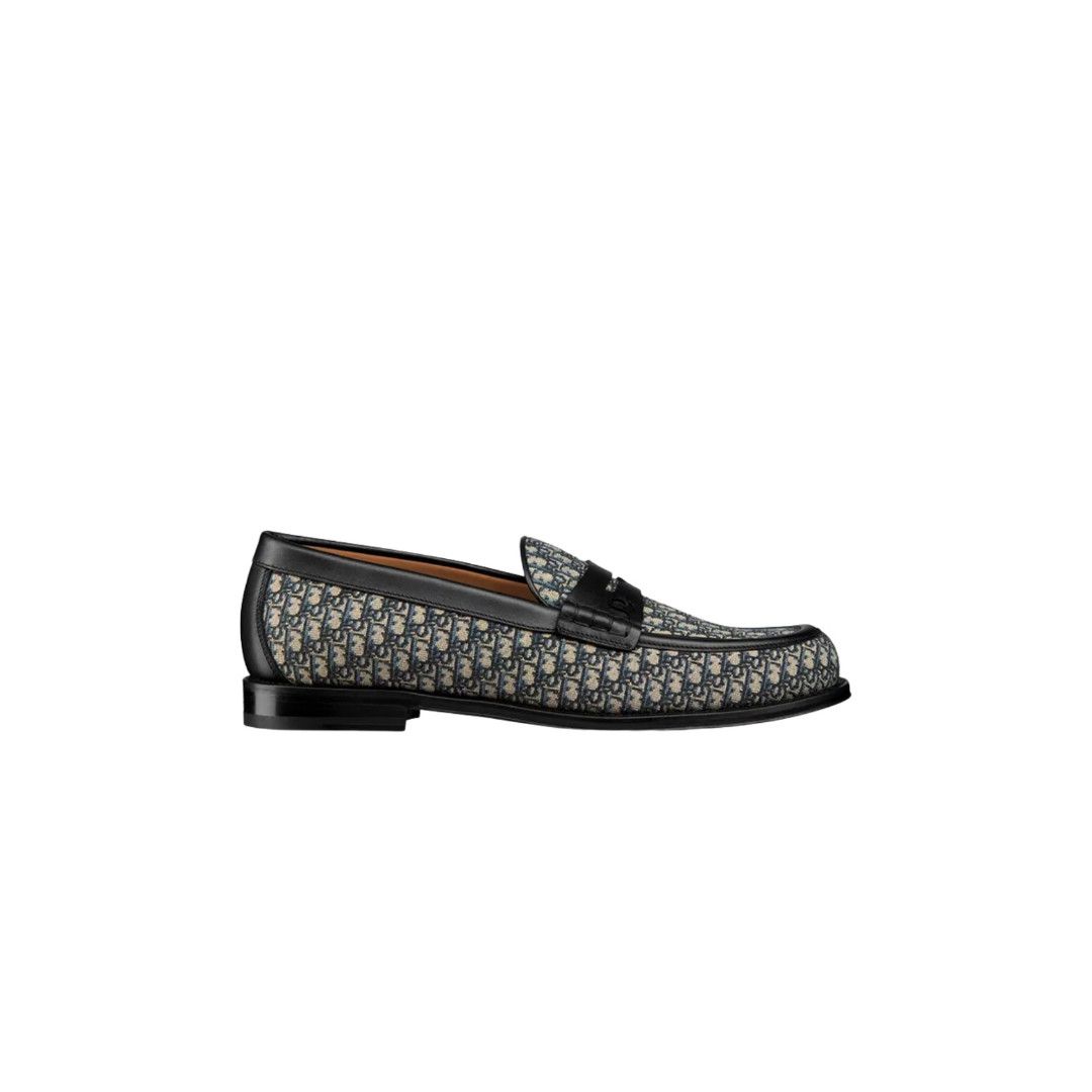 Dior o1mle0326 Granville Oblique Jacquard Loafers in Black/Beige Size US 13 / EU 46 - 1 Preview