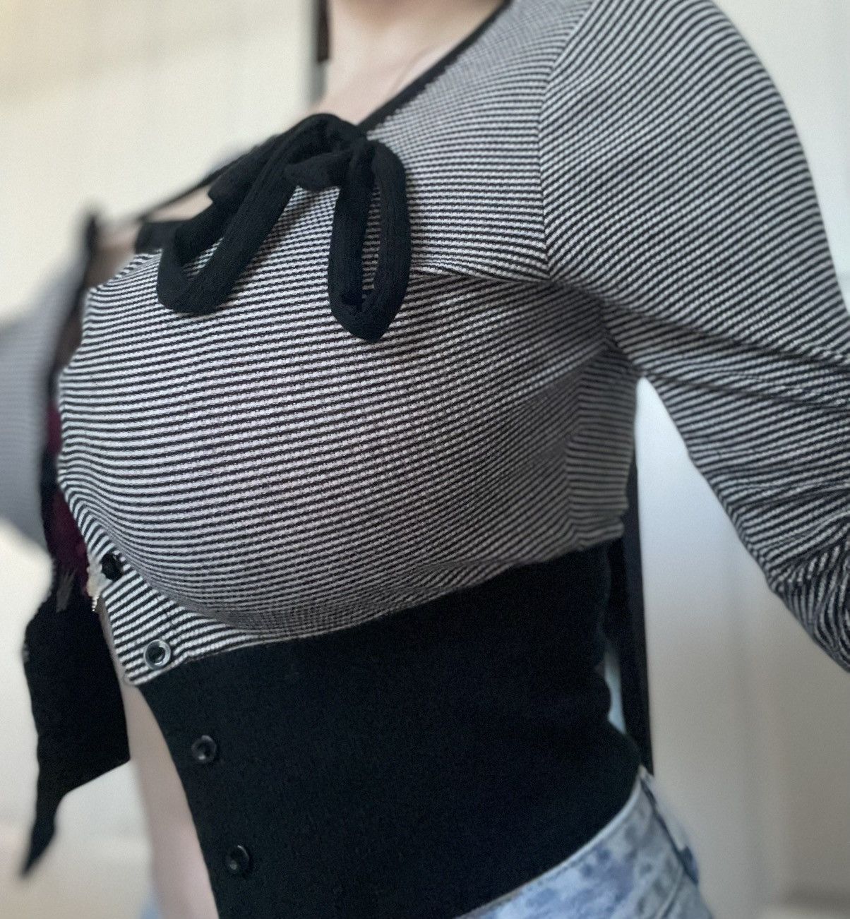 Vintage Black button up cropped cardigan Size XS / US 0-2 / IT 36-38 - 3 Thumbnail