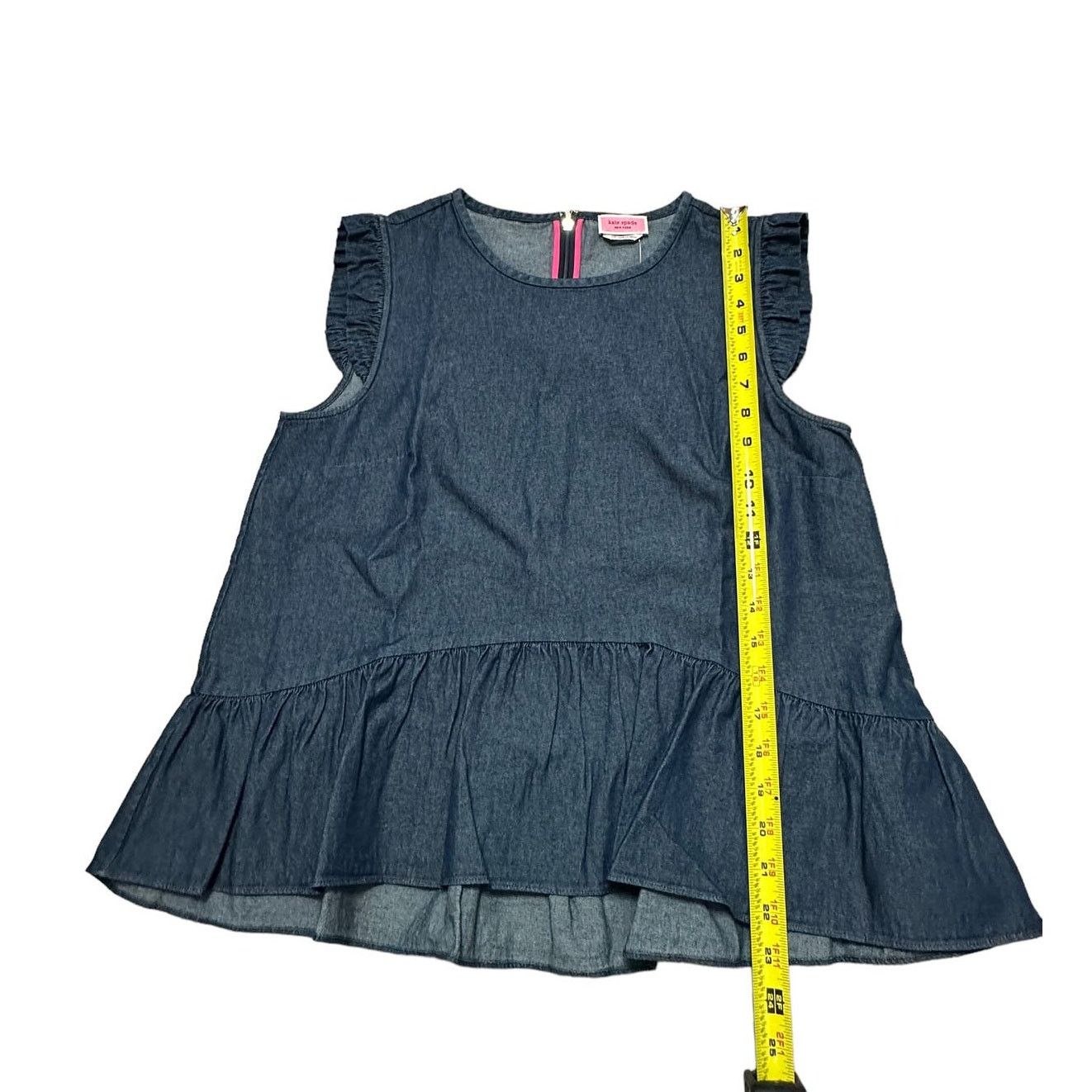 Kate Spade Kate Spade Chambray Flounce Top size 10 Casual Indigo Size L / US 10 / IT 46 - 5 Thumbnail