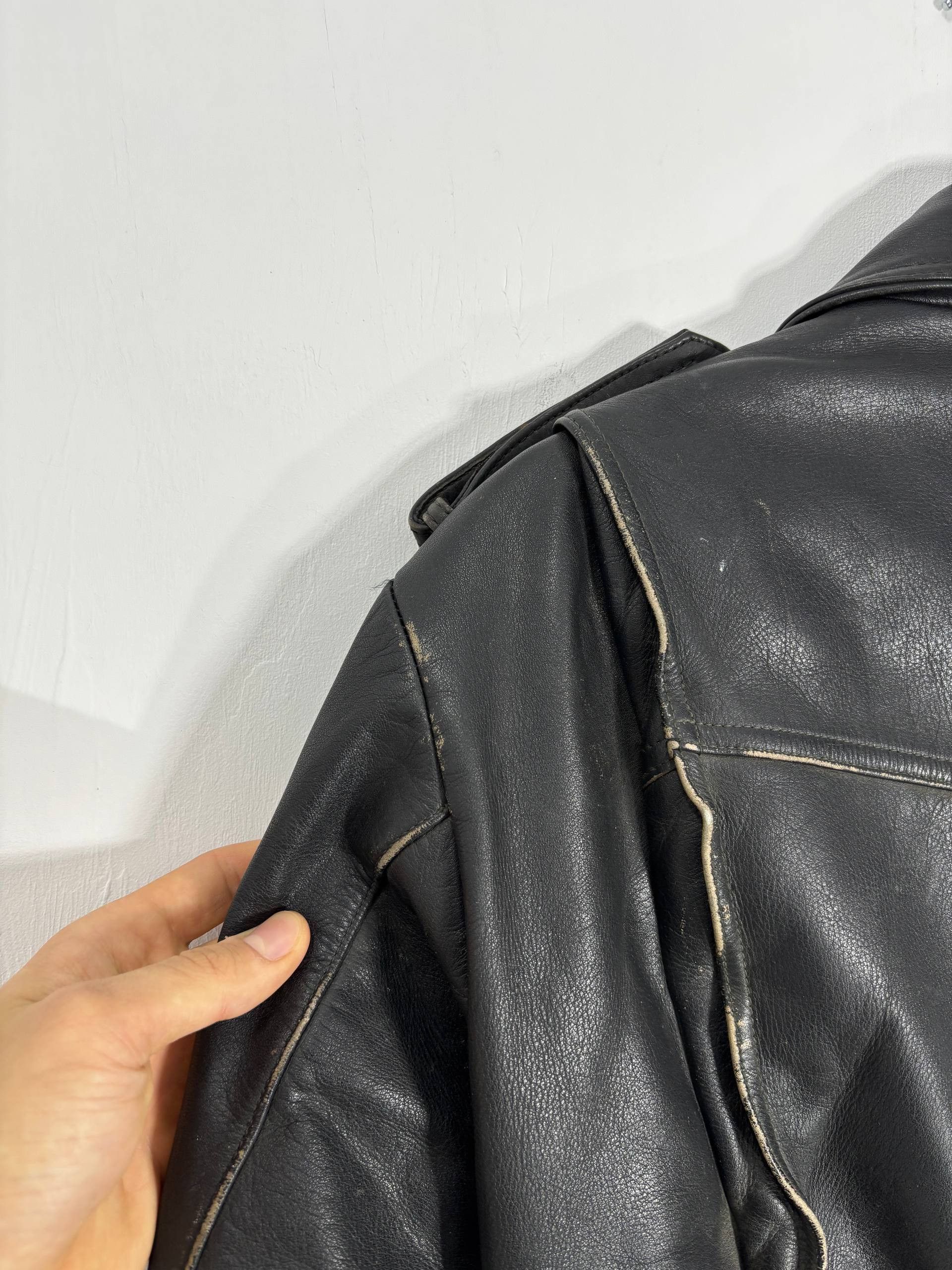 Vintage Vintage IXS Assymetrical Faded Distressed Leather Jacket Size US M / EU 48-50 / 2 - 15 Thumbnail