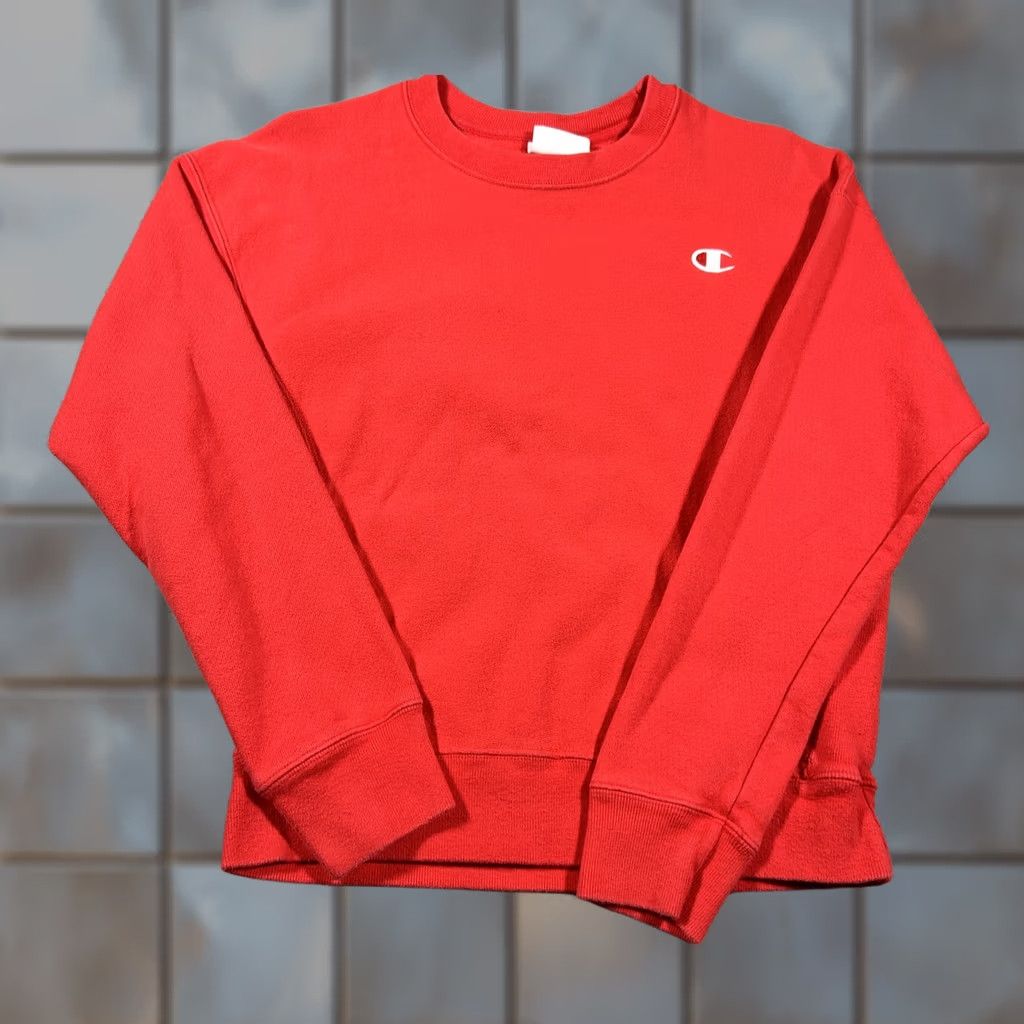Champion Champion Reverse Weave Sweatshirt Mens Small Crewneck Pullover Embroidered Logo Red Cotton Polyester Fleece Heavyweight All Seasons Size US S / EU 44-46 / 1 - 1 Thumbnail