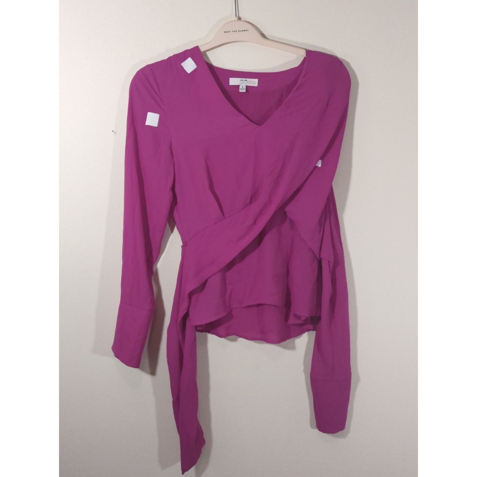 Other RTR Atlein Sz 6 Pink Side Tie Long Sleeve V-Neck Blouse Top Size M / US 6-8 / IT 42-44 - 3 Thumbnail