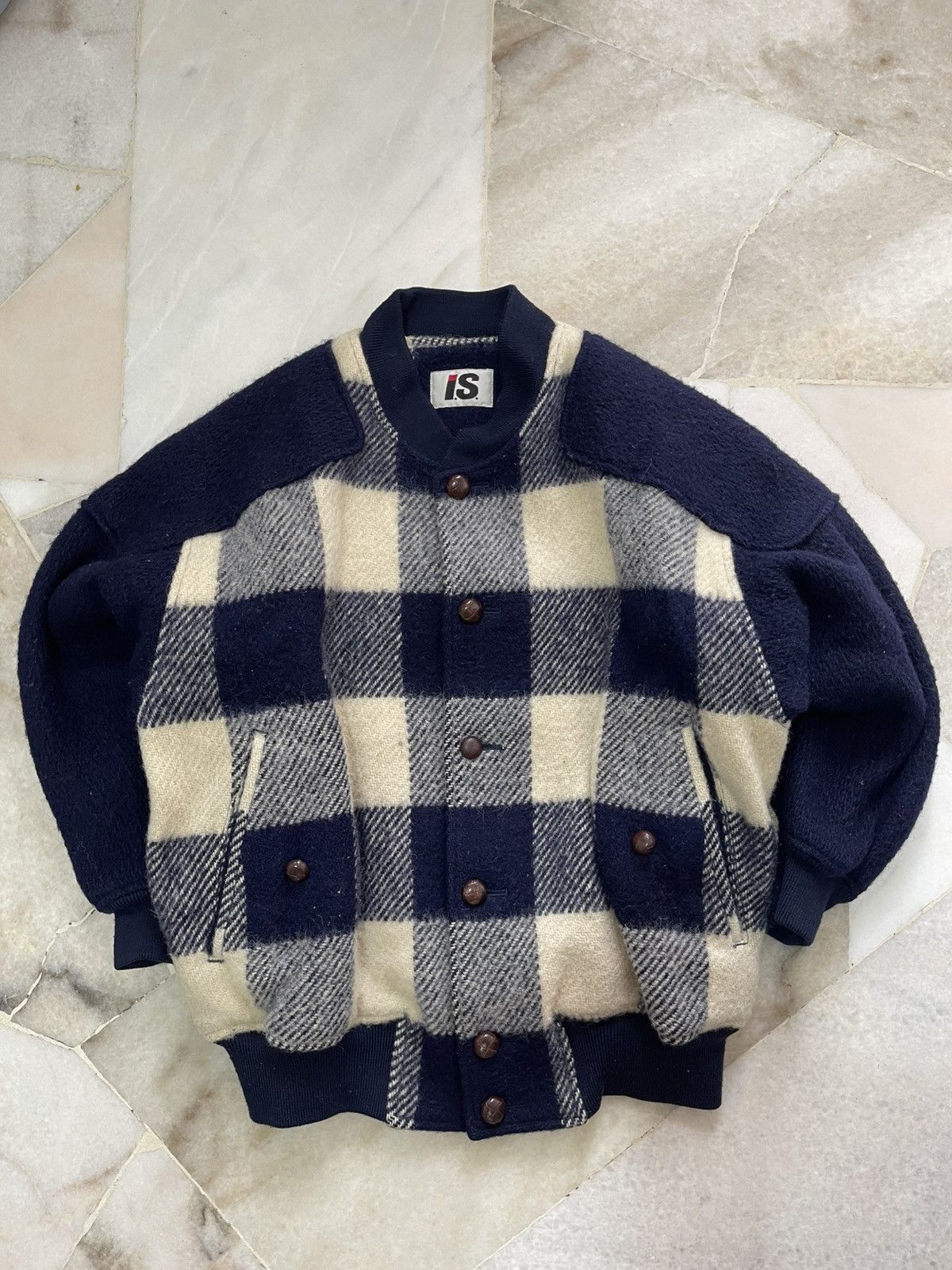 Issey Miyake 80s Issey Miyake Plaid Wool Jacket Size US L / EU 52-54 / 3 - 3 Thumbnail