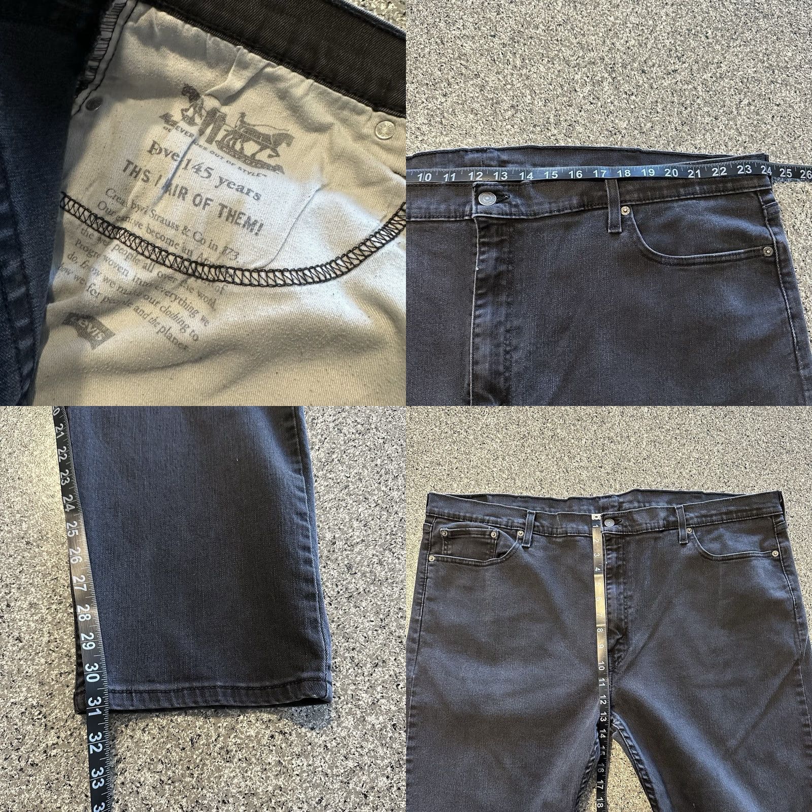 Levi's Levi's 502 Jeans Mens 48x31 Washed Black Stretch Denim - Levi's - Jeans - 5-Pocket - Button Zip - Big & Tall - Black - 1990s? Size US 32 / EU 48 - 8 Thumbnail
