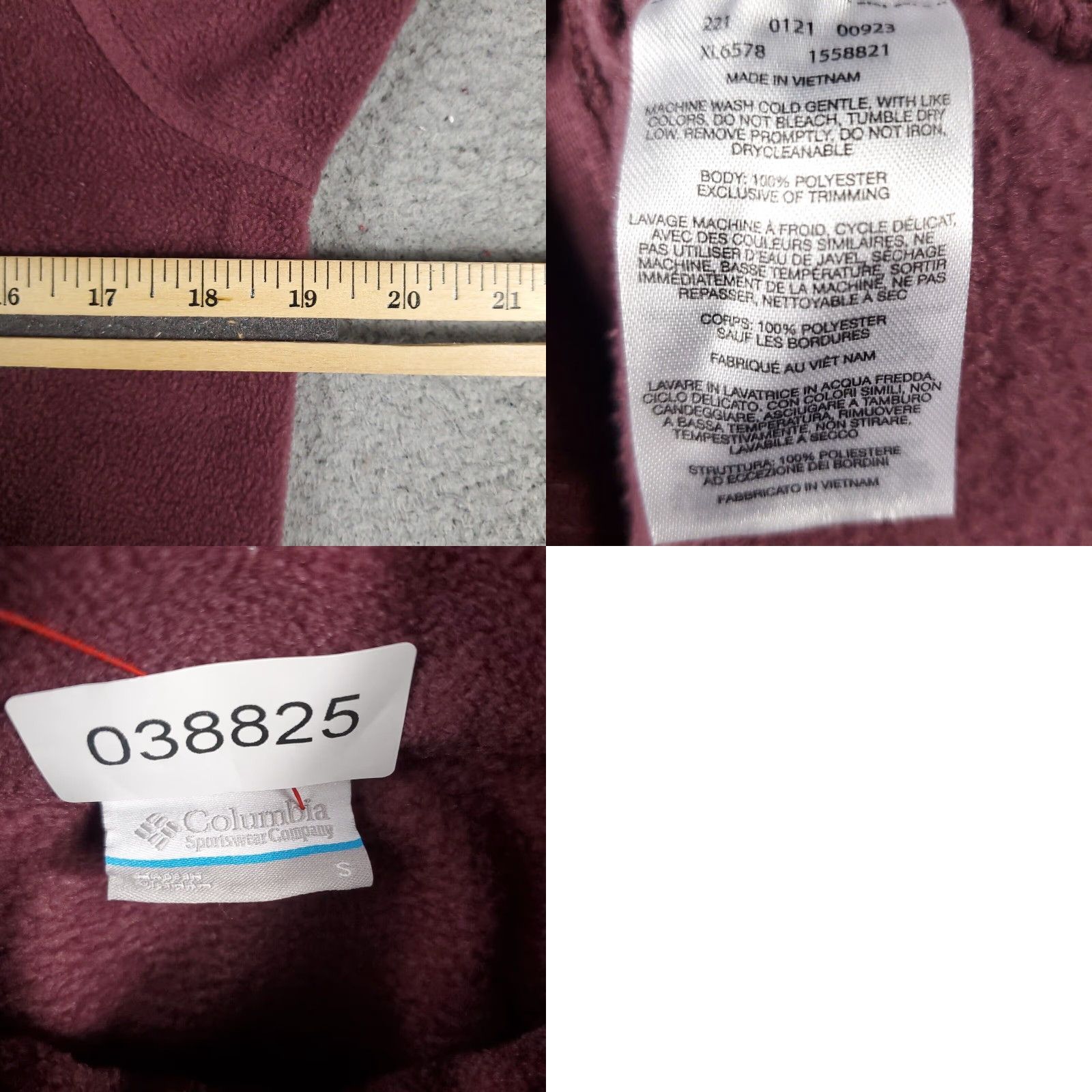 Vintage Columbia Jacket Womens Small Burgundy Fleece Full Zip Regular Fit Size S / US 4 / IT 40 - 8 Thumbnail