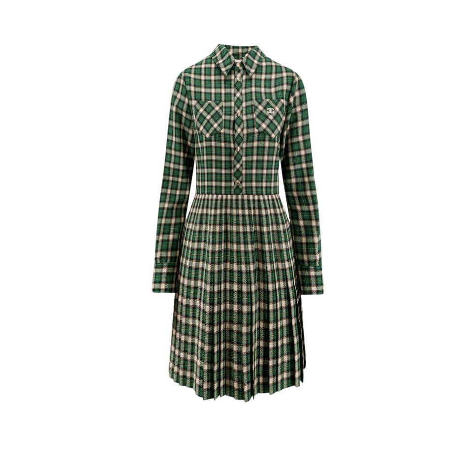 CELINE $3850 EMERALD/CHALK/YELLOW Shirt Dress New & Authenti