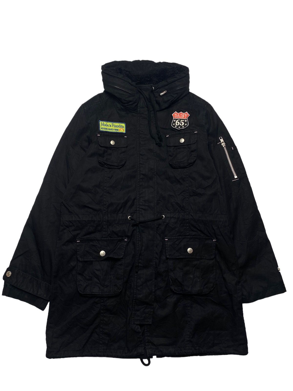 Japanese Brand 2000s Daisy Lovers - Black Cargo Jacket Hidden Hoodie Size M / US 6-8 / IT 42-44 - 2 Thumbnail
