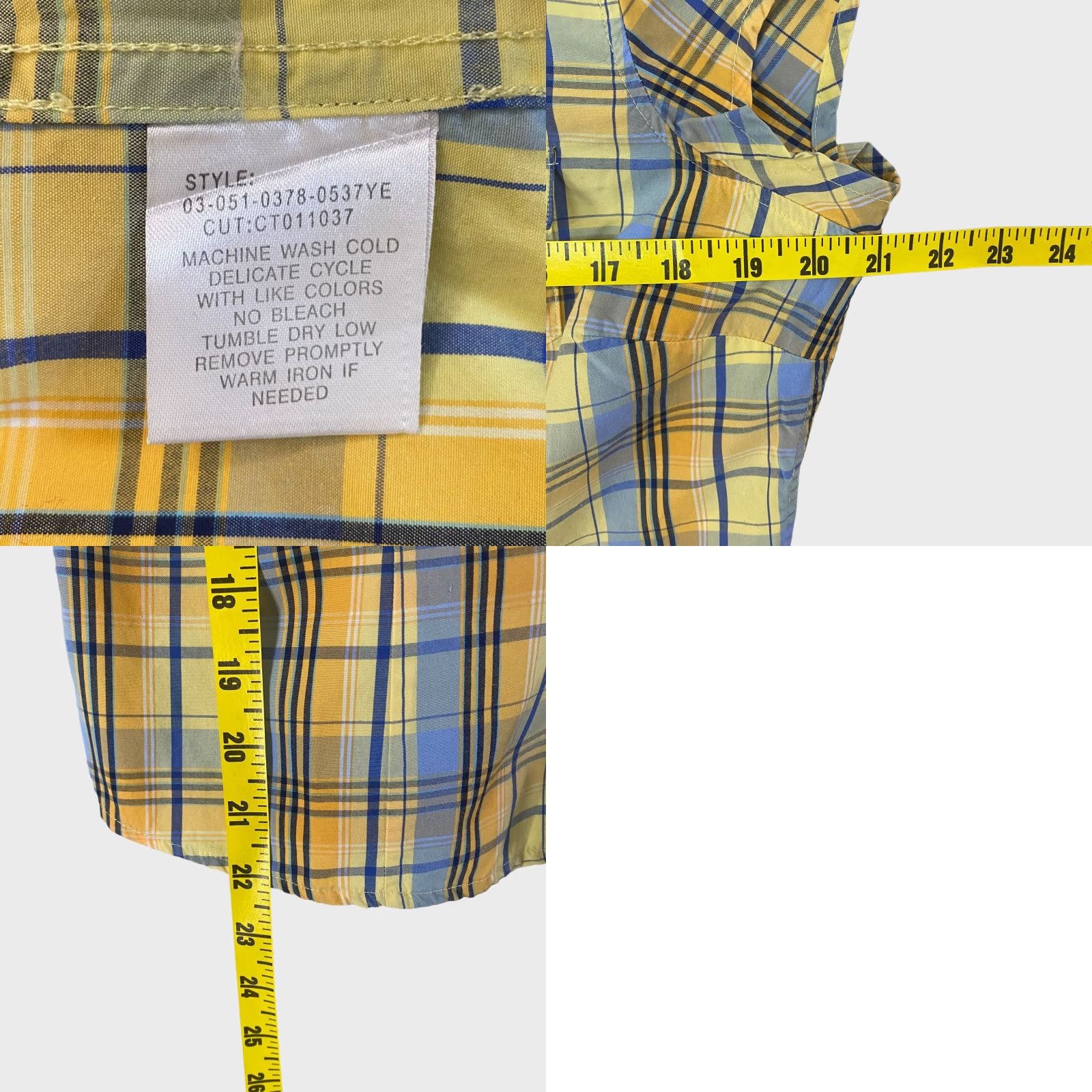 Roper Roper Western Plaid Pearl-Snap Shirt Yellow Cap Sleeve Women's Large Size L / US 10 / IT 46 - 8 Thumbnail