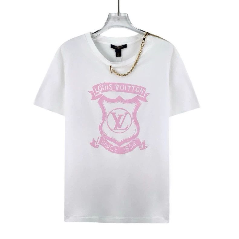 Louis Vuitton White Chain Badge Printed Cotton Crew Neck S