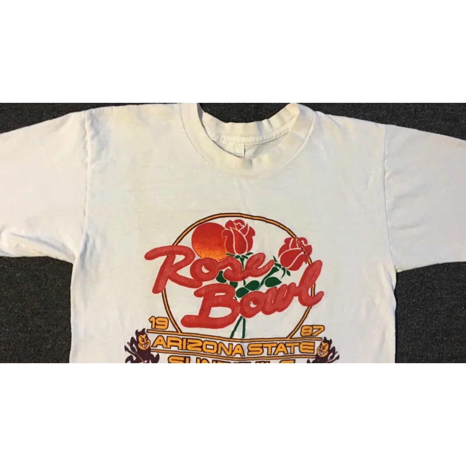 Vintage VINTAGE ASU Rose Bowl Shirt Men S White 80s Distressed Single Stitch Football Track Grunge University Sun Devils Size US S / EU 44-46 / 1 - 5 Thumbnail