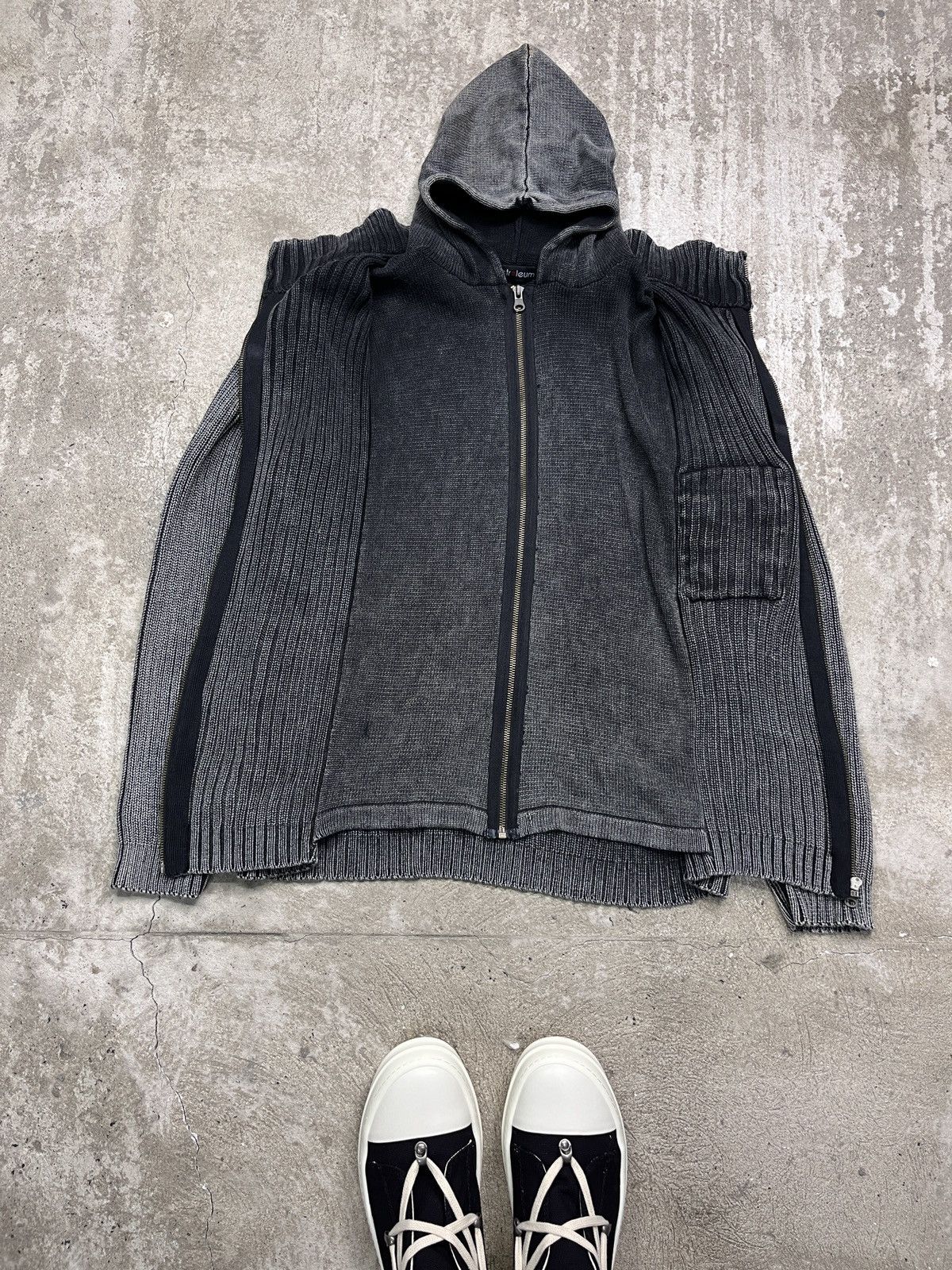 Vintage AVANTGARDE HOODED ZIP KNITTED SWEATER WITH POCKETS - 1358 Size US M / EU 48-50 / 2 - 2 Thumbnail