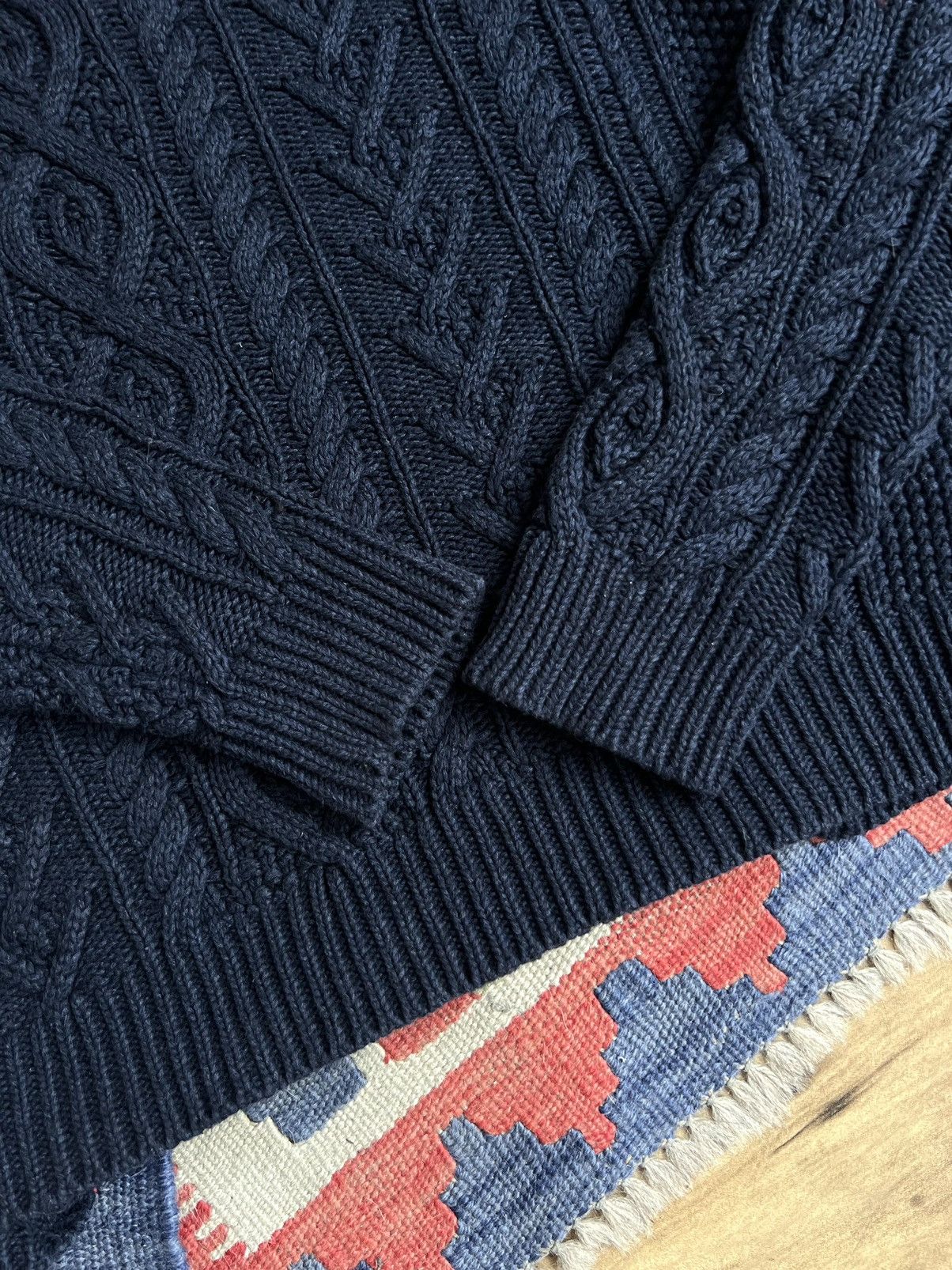 Polo Ralph Lauren Polo by Ralph Lauren Aran Heavy Knitted Indigo Sweater Size US L / EU 52-54 / 3 - 12 Thumbnail