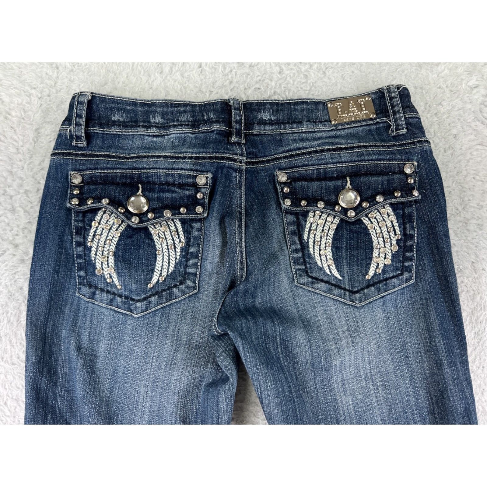 Vintage LA Idol Women Jeans Capri 9 Blue Denim Embroidered Bling Cotton Blend 5-Pocket Size 30" / US 8 / IT 44 - 3 Thumbnail