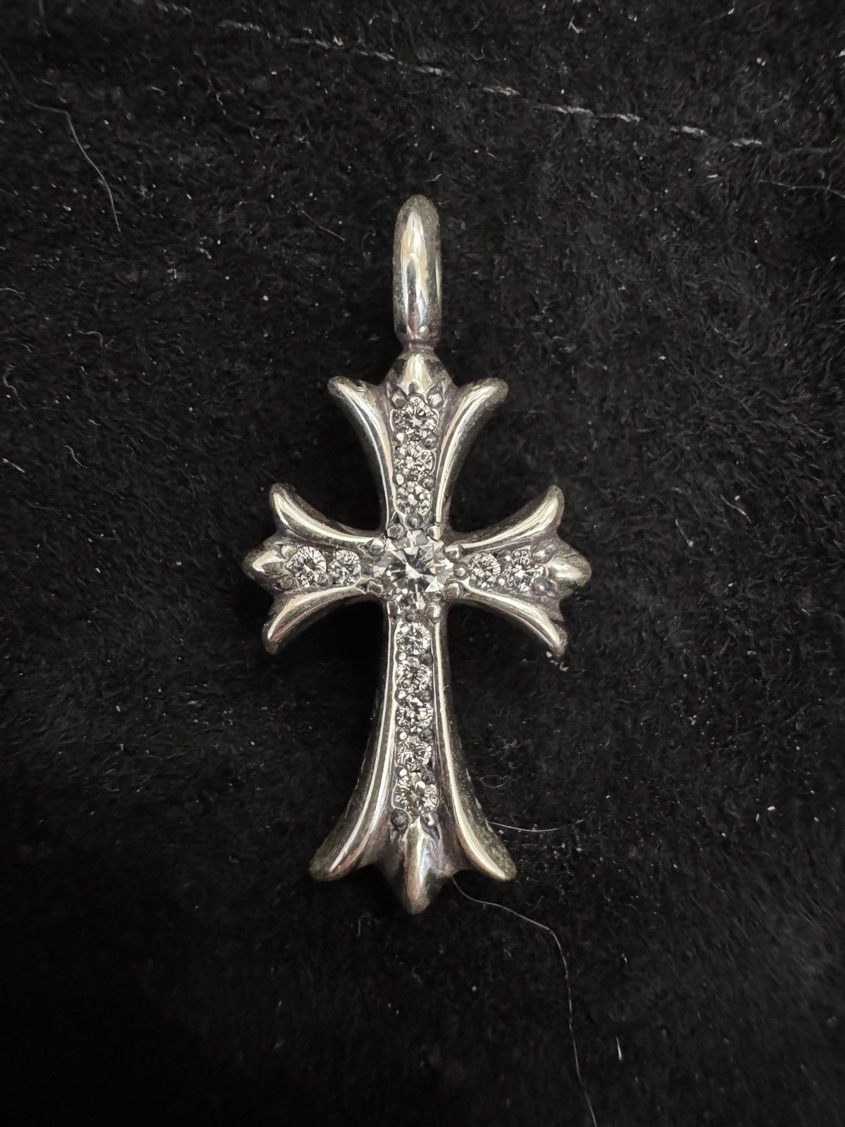 Chrome Hearts Chrome Hearts Tiny Cross Black Diamond Pave Pendant